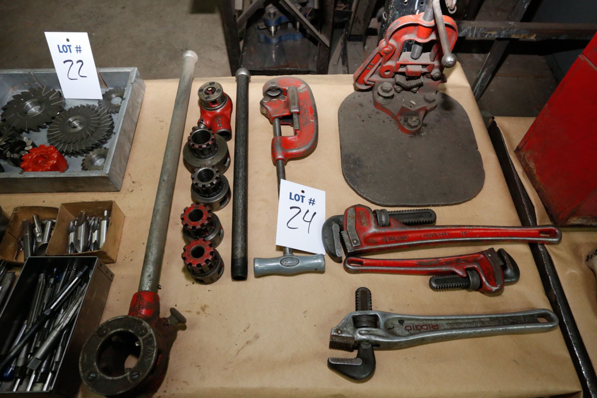 RIDGID THREADING & CUTTING TOOLS, PIPE WRENCH, ETC