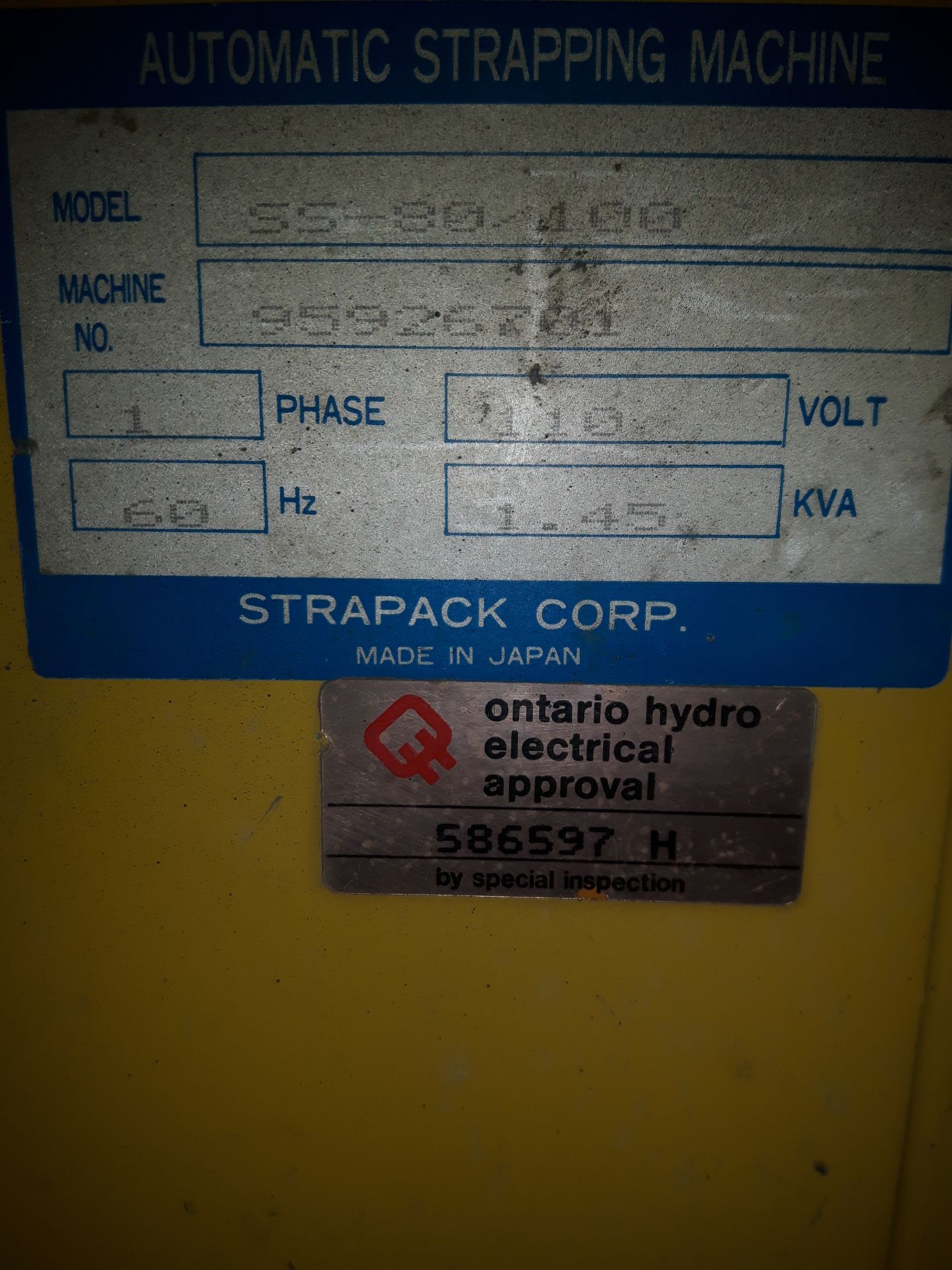 STRAPACK SS-80-100 AUTO STRAPPING MACHINE, 110 VOLTS (LOCATED IN VICTORIAVILLE, QC) - Image 3 of 3