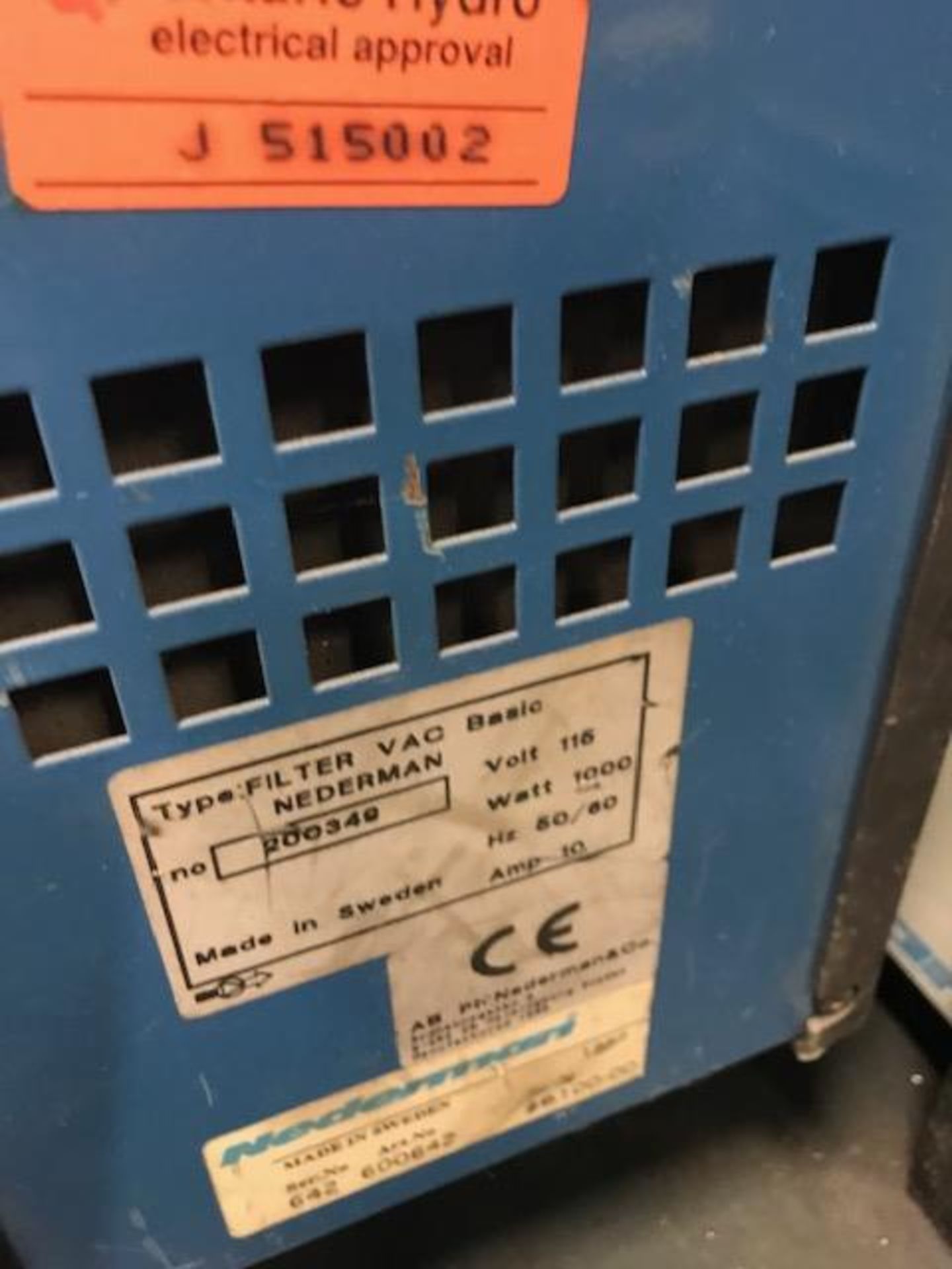 NEDERMAN 200349 FILTER VAC SMOKE EXHAUST, 115 VOLTS, LIKE NEW (LOCATED IN ST-HUBERT, QC) - Image 2 of 2