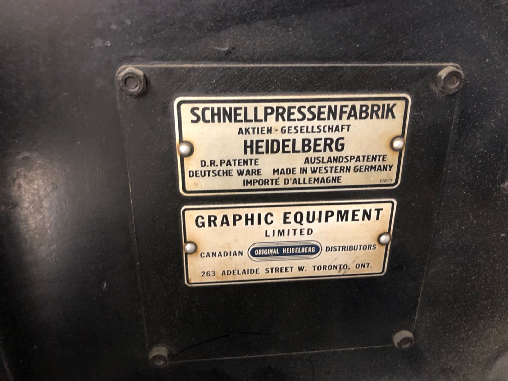 ORIGINAL HEIDELBERG DIE CUTTING PRESS, 12" X 19" CAP., 208 V, (LOCATED IN ST-REMI, QC) - Image 5 of 10