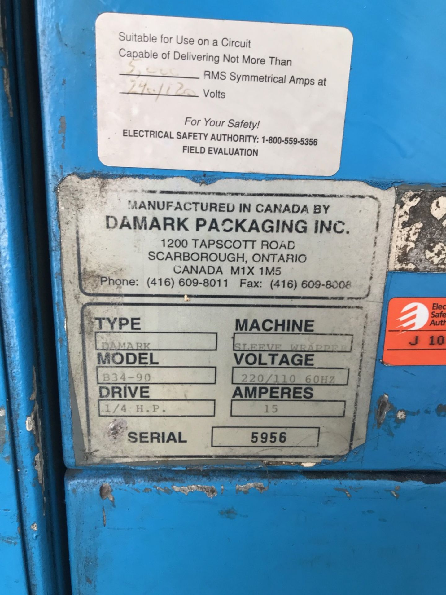 DAMARK SHRINK WRAPPING MACHINE MOD B34-90 (LOCATED IN CHATEAUGUAY, QC) - Image 3 of 4