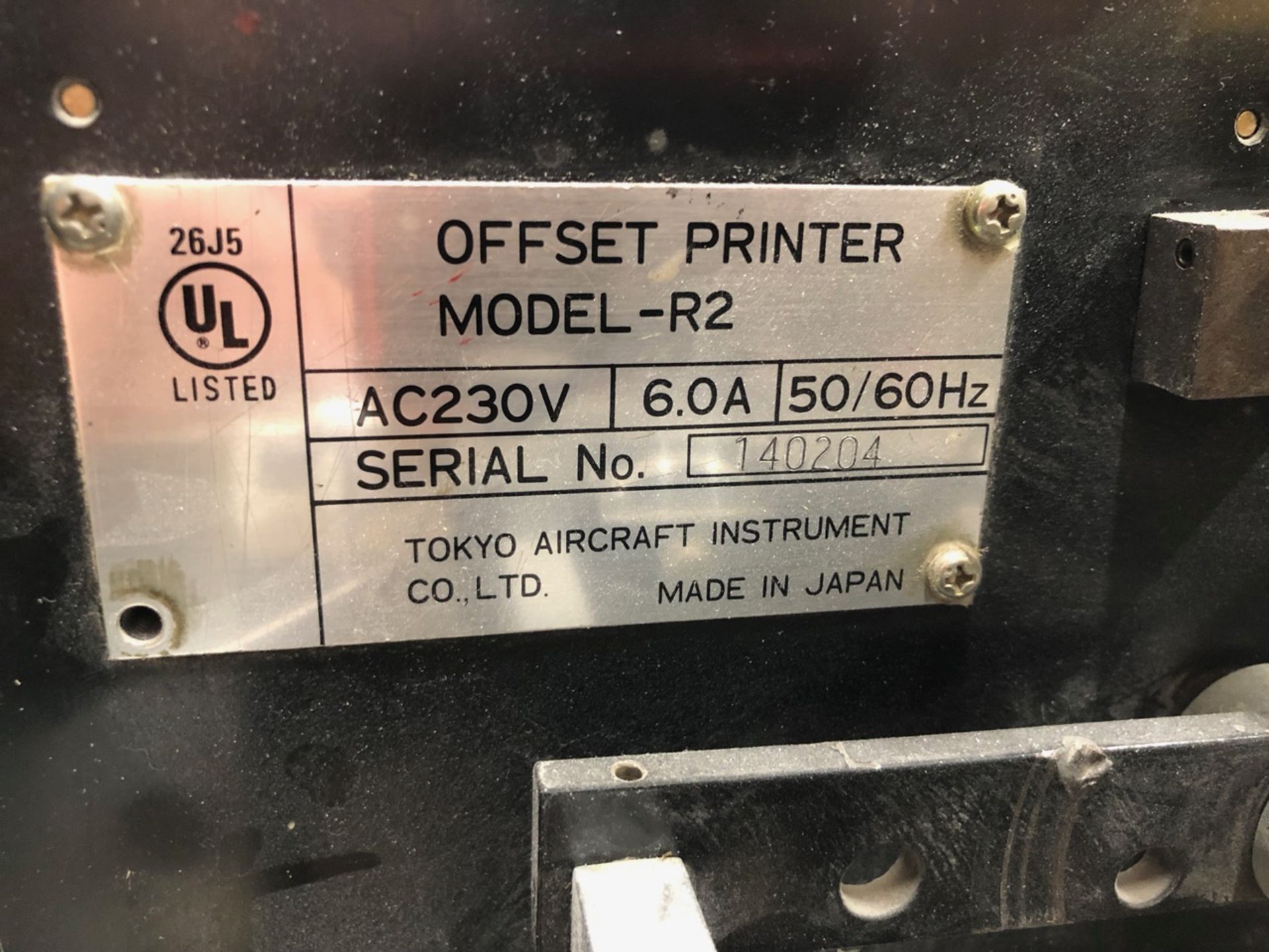 TOKO 2-COLORS OFFSET PRINTING PRESS MOD. R2, 11" X 19" CAP., 230V/60HZ, S/N: 140204 (LOCATED IN ST- - Image 7 of 7