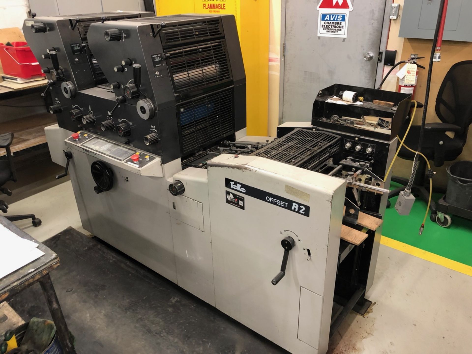 TOKO 2-COLORS OFFSET PRINTING PRESS MOD. R2, 11" X 19" CAP., 230V/60HZ, S/N: 140204 (LOCATED IN ST-