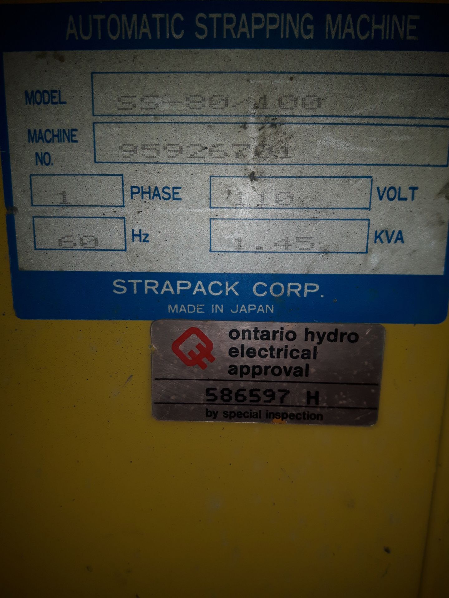 STRAPACK SS-80-100 AUTO STRAPPING MACHINE, 110VOLTS (LOCATED IN VICTORIAVILLE, QC) - Image 2 of 3