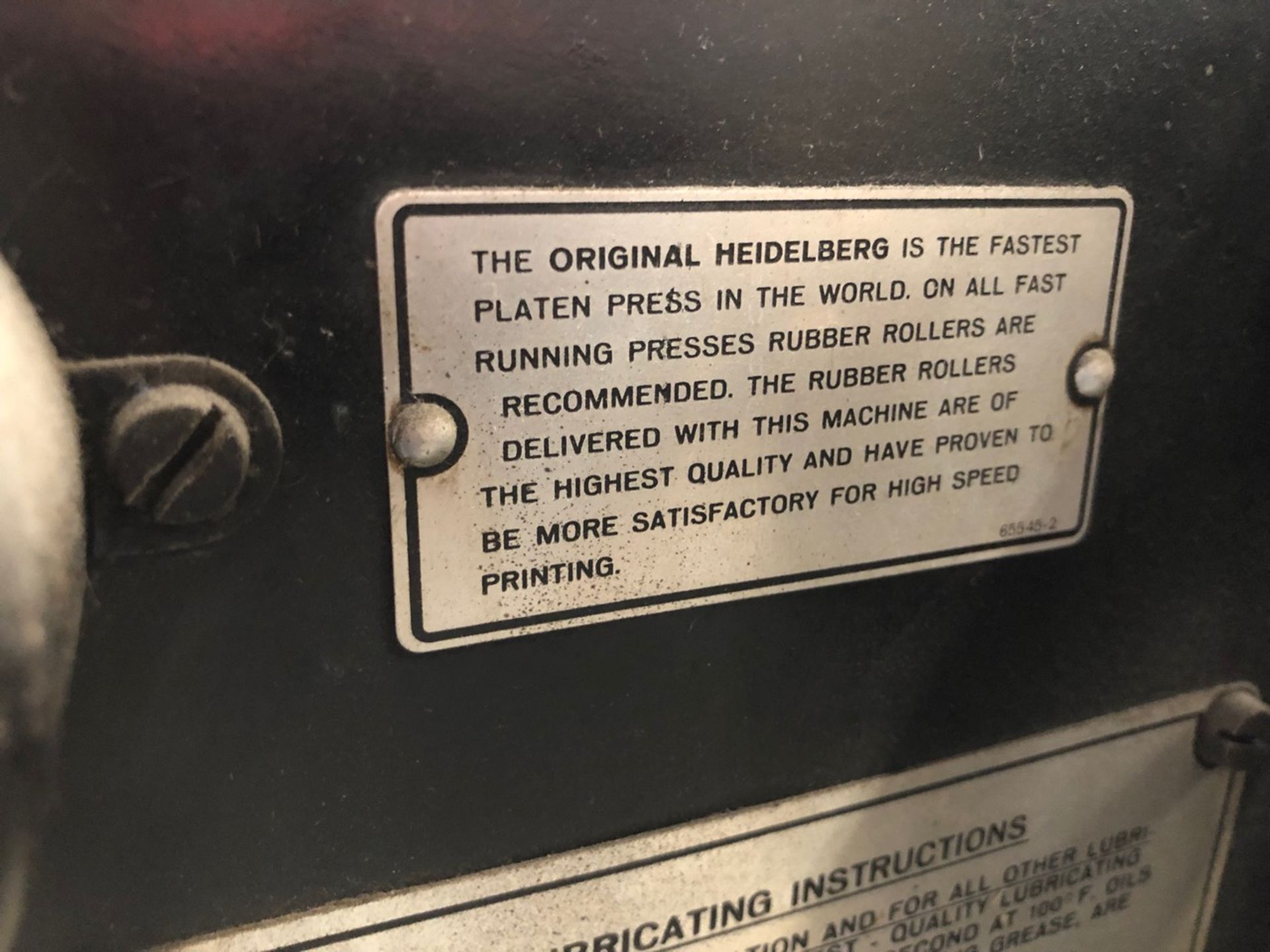 ORIGINAL HEIDELBERG DIE CUTTING PRESS, 12" X 19" CAP., 208 V, (LOCATED IN ST-REMI, QC) - Image 8 of 10