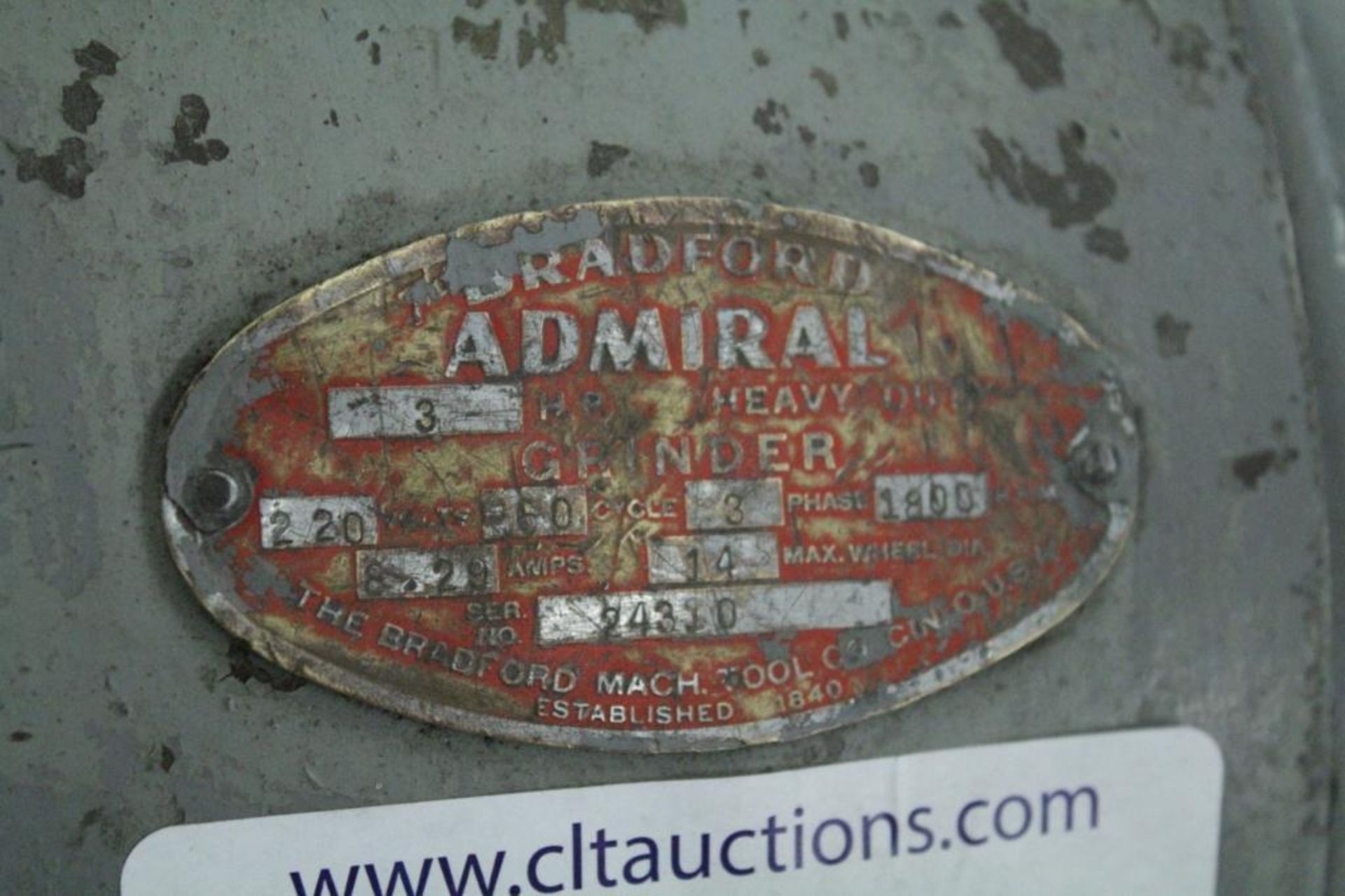 Bradford Admiral 3hp pedestal grinder 3hp/220/3ph - Image 3 of 3