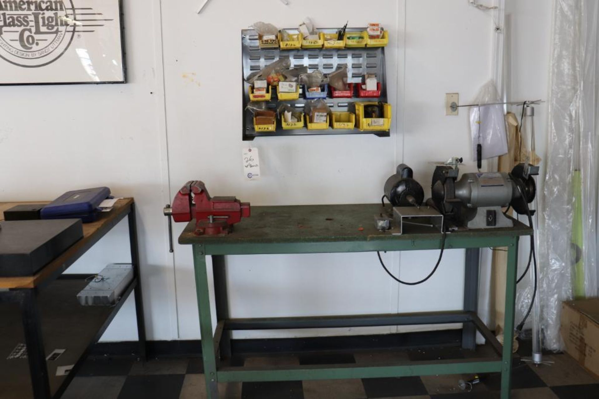 Workbench w/ vise and bench grinder