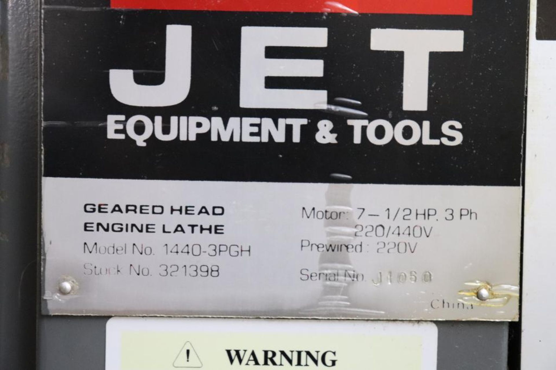 Jet No.1440-3PGH heavy duty, geared head engine lathe - Image 8 of 10