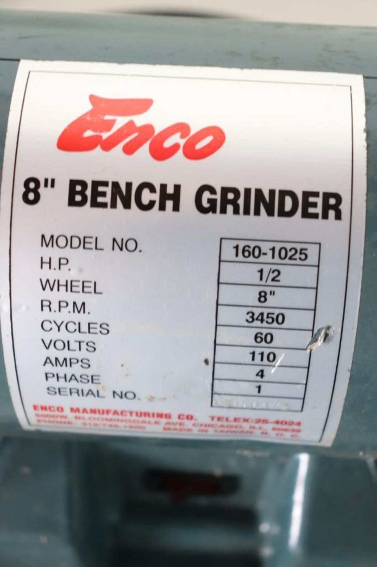 Enco 8" bench grinder 1ph - Image 2 of 2