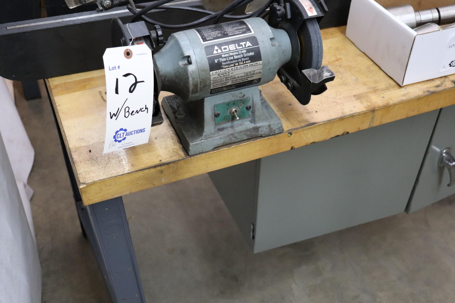 Butcher block work bench w/ grinder