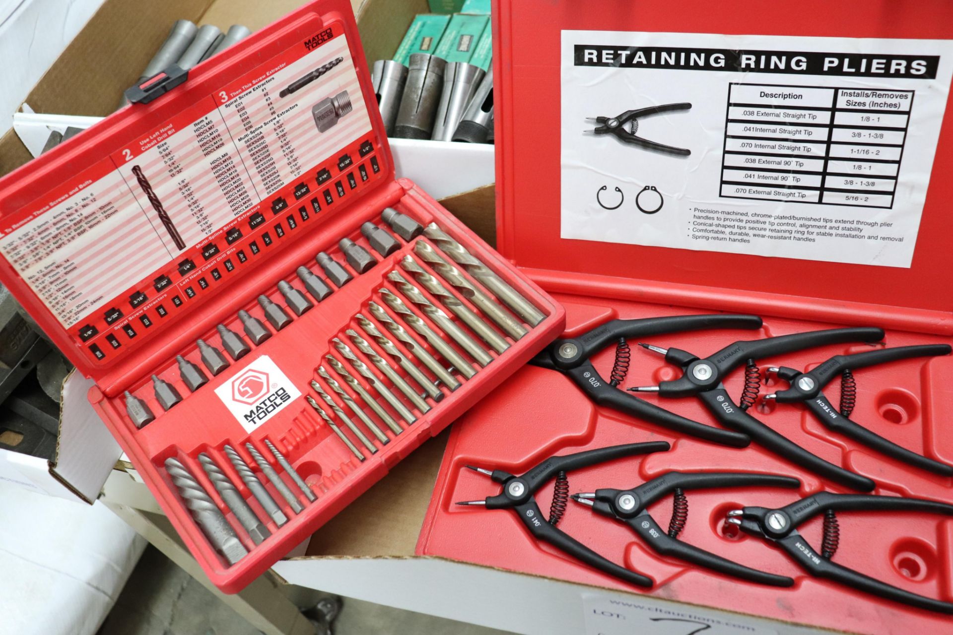 Retaining ring pliers & Matco screw extractor set - Image 2 of 2