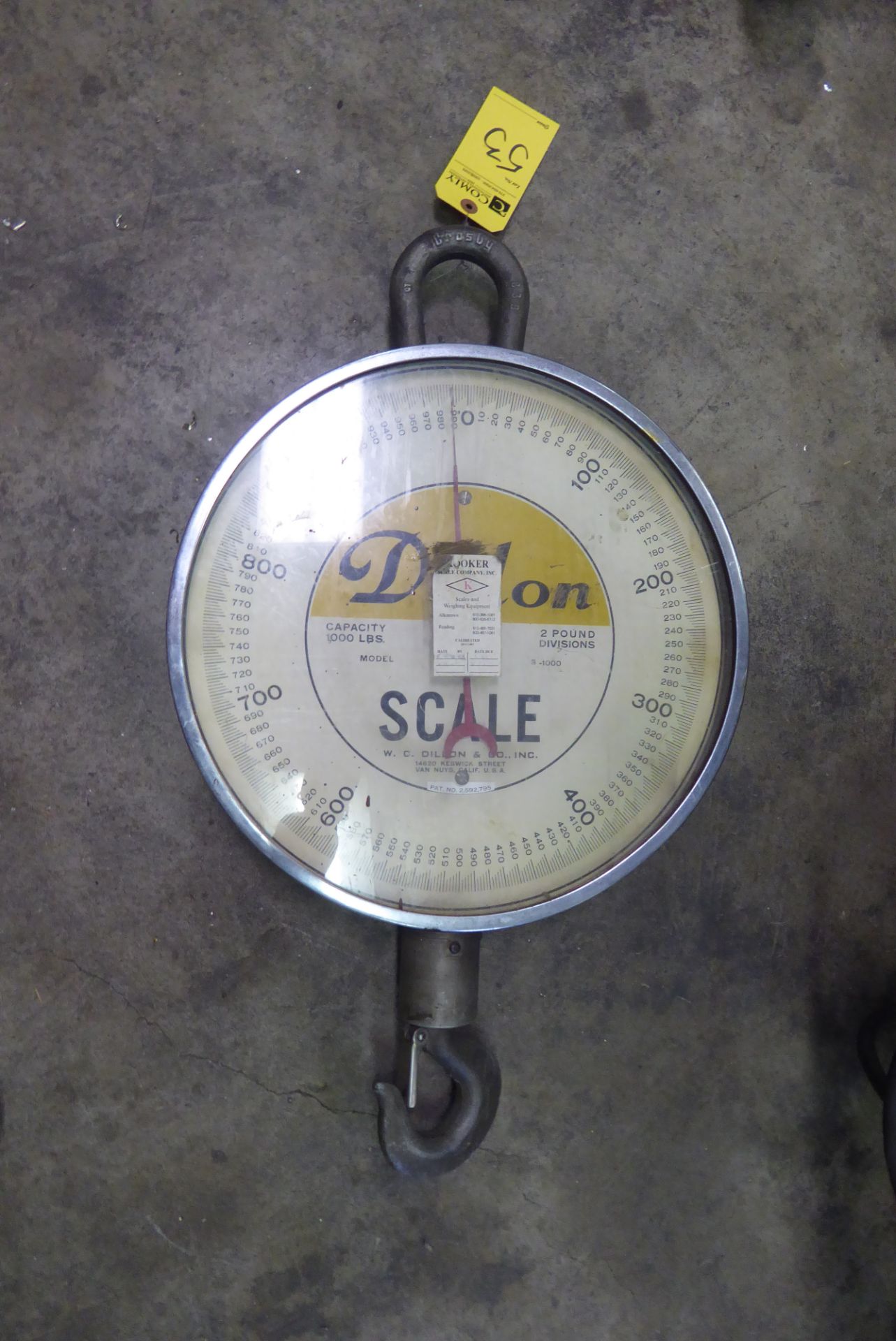 Dillon Crane Scale, 1,000 Lb. Capacity x 2 Lb. Increments