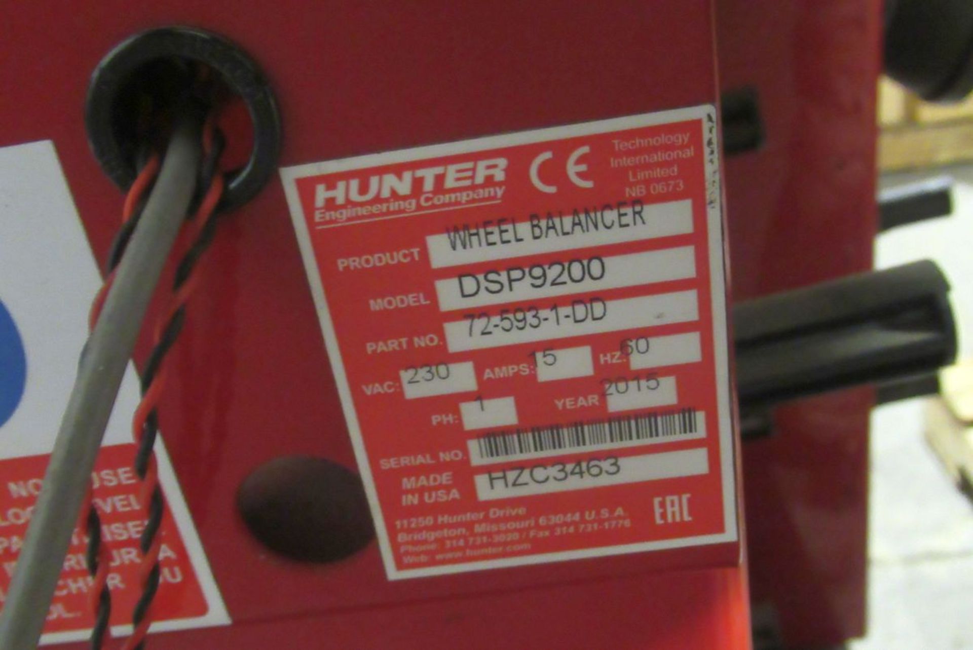 Hunter Wheel Balancer w/Adapter Kit & Large Truck Spacer Ring - Image 7 of 7