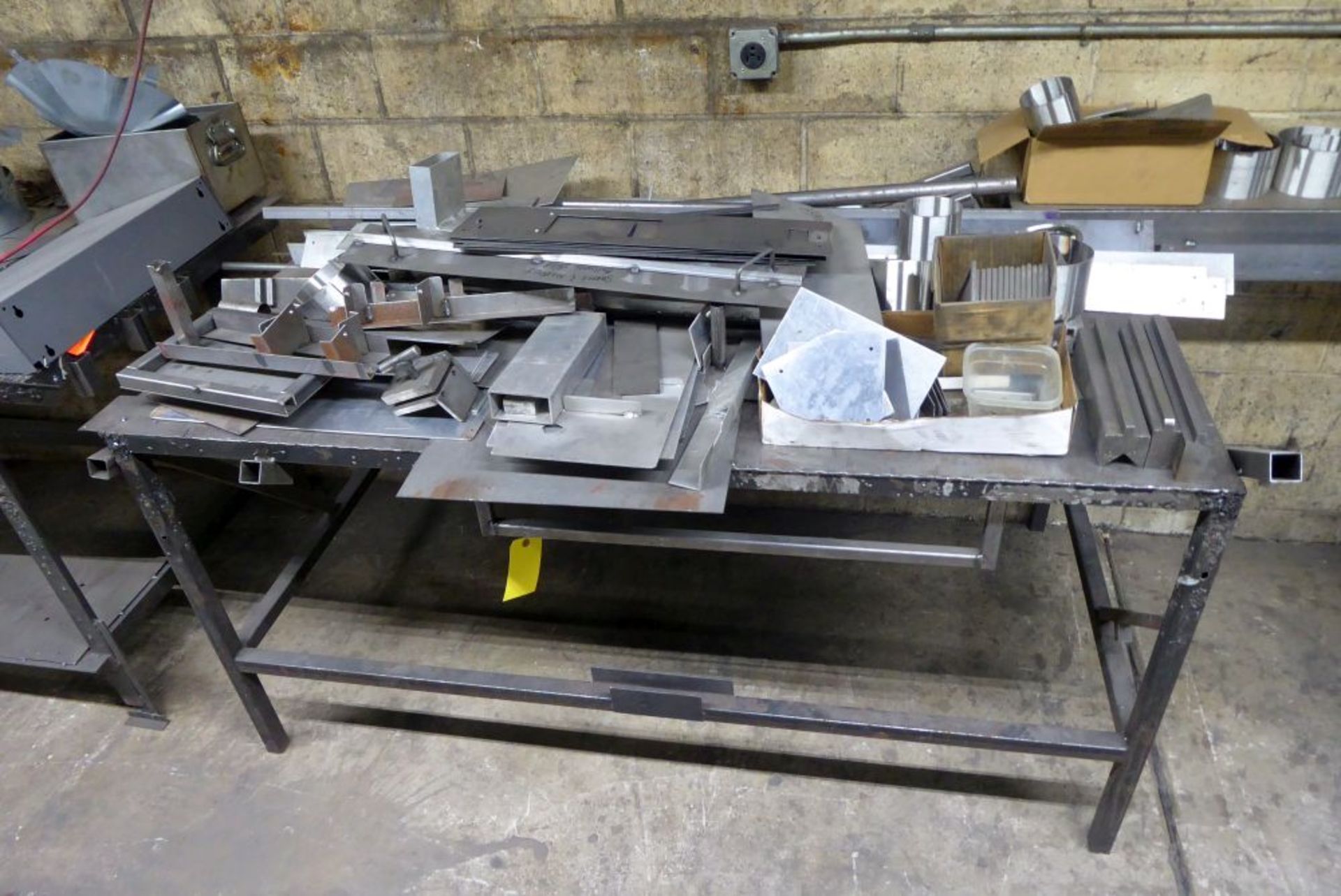 Welding Table w/Contents: Asst. Scrap, Planter, Etc.