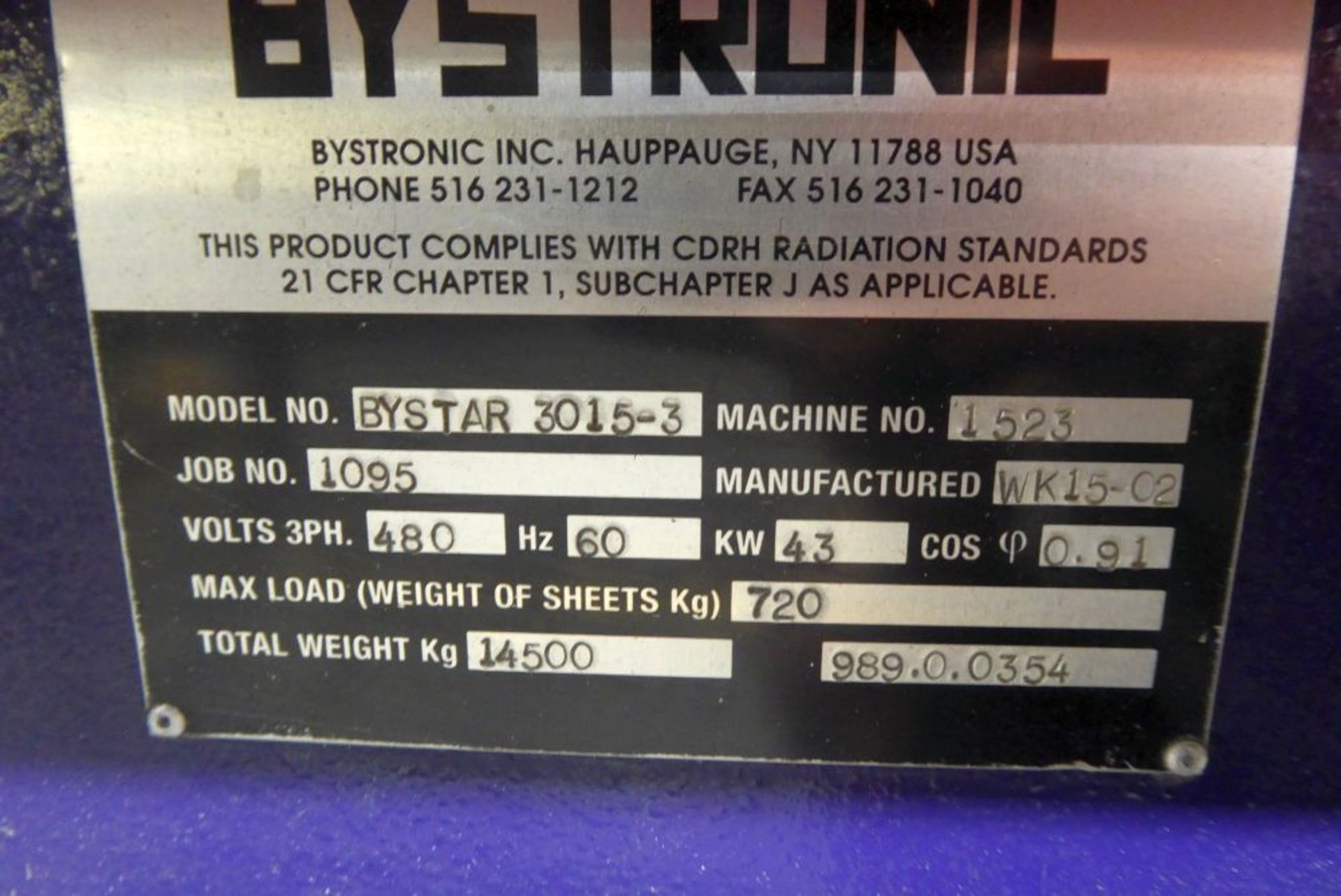 2002 Bystronic Laser Cutting System - Image 11 of 17