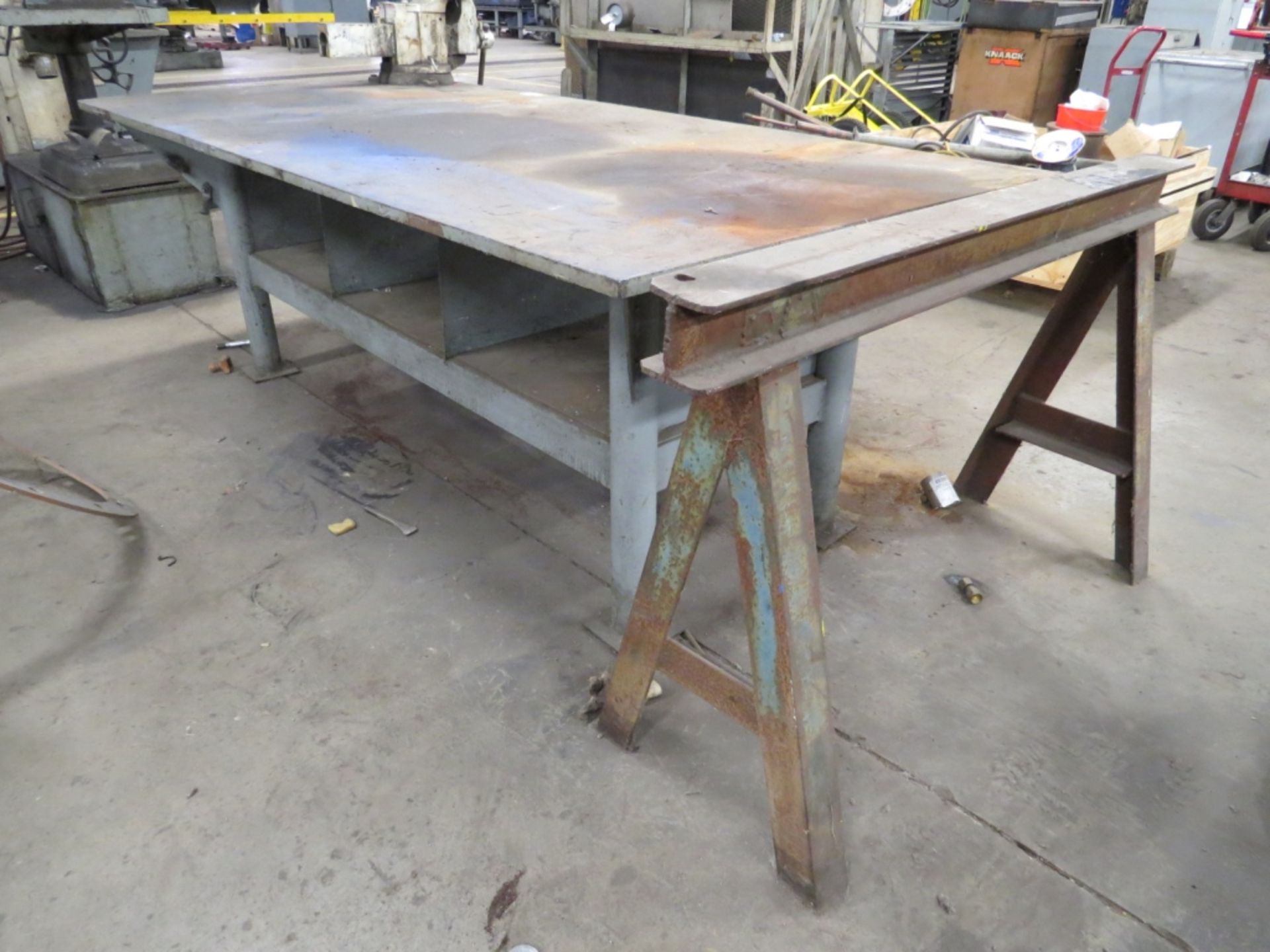 Shop Table with Vise, Stools and Custom Sawhorse- - Image 3 of 11