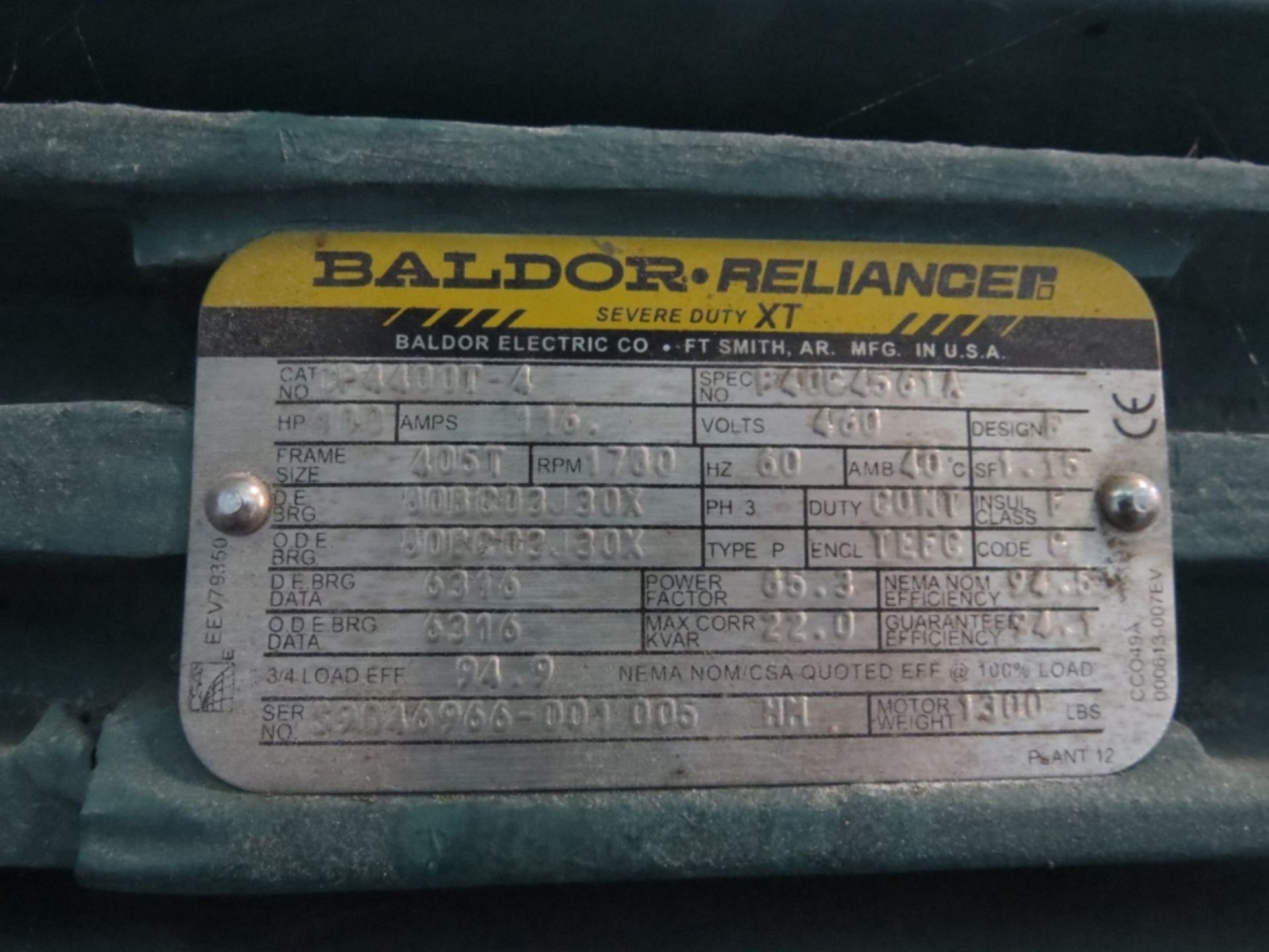 Baldor 100 HP Motor- - Image 5 of 15