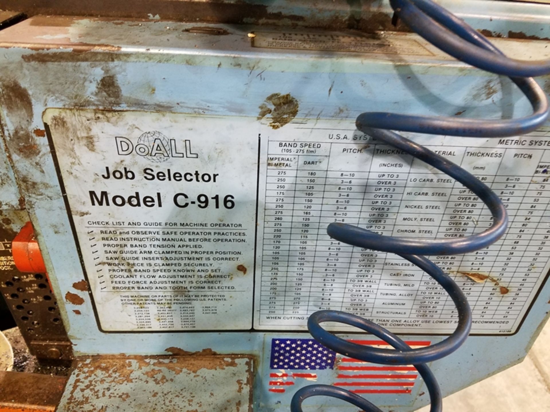 Do-ALL C-916S Horizontal saw 3 phase Model C916DSser # 50396961 Model C916DS ser # 50396961 - Image 2 of 4