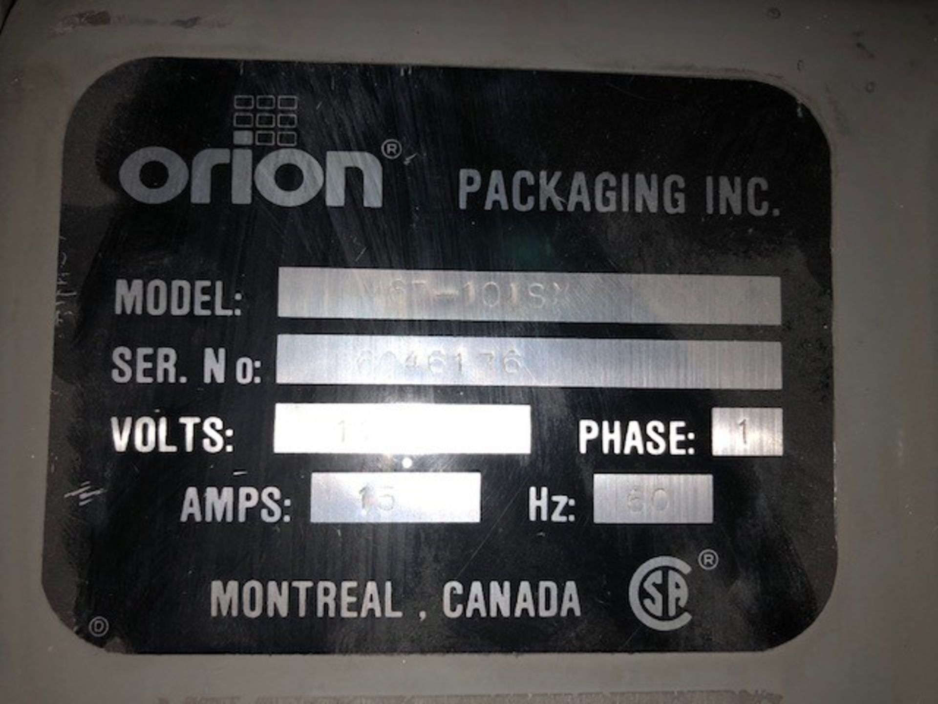 Pallet stretch wrapper Orion M67-121SX, s/n: 6046176, 115V, 15A - Image 2 of 2