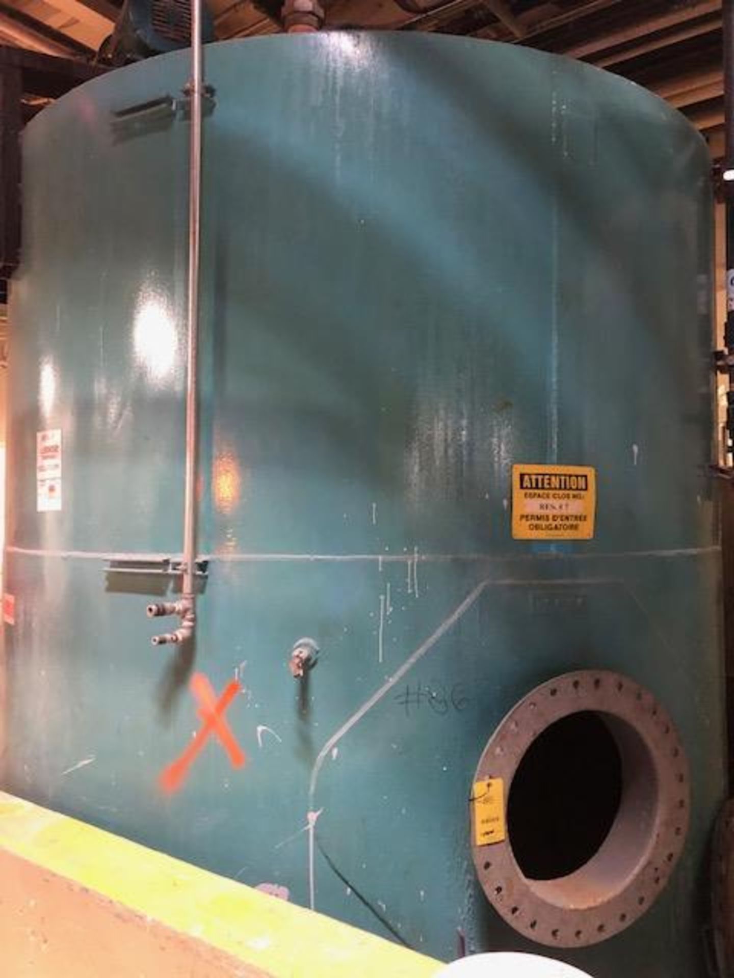 RM Tank 7, round, Carbon Steel, 3,300 gals, approx. size 10' dia x 10' high, with mixer