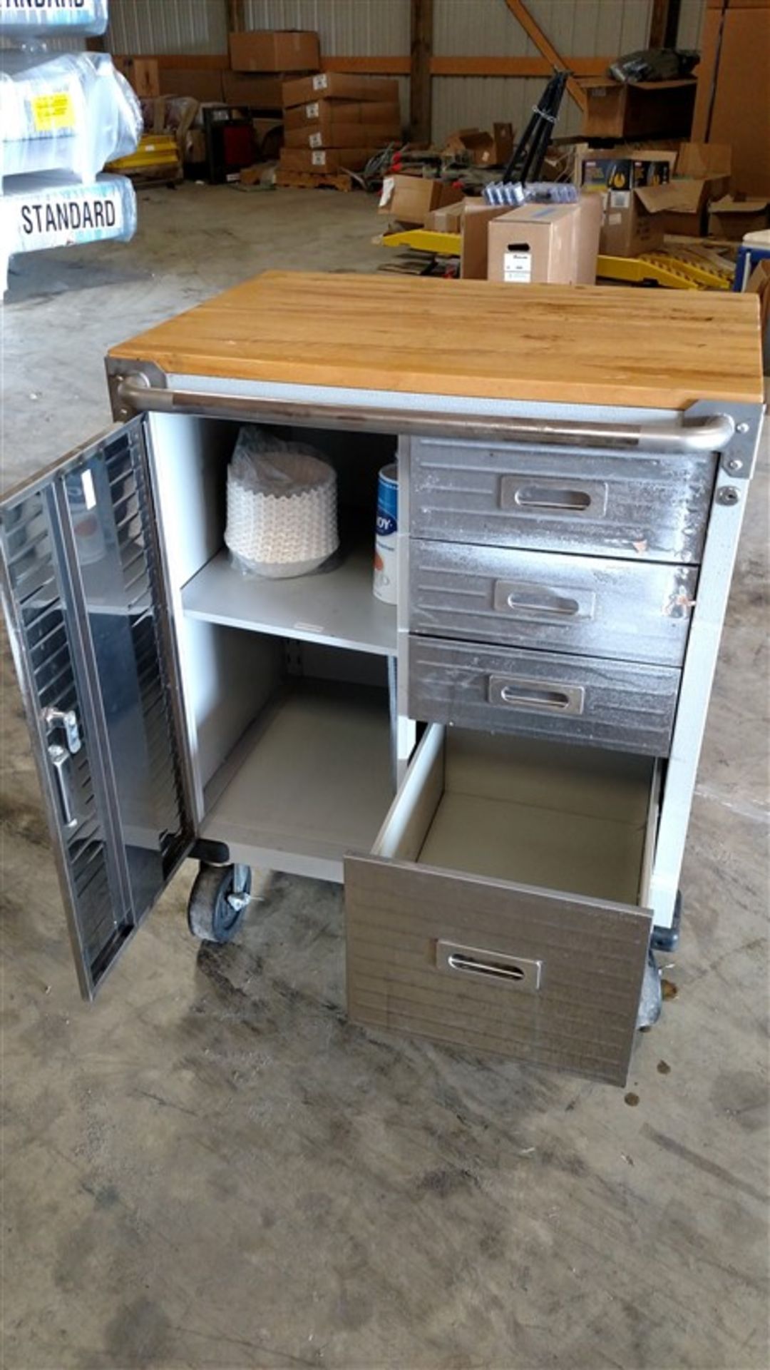 Stainless Steel / Wood Top "Coffee" Cabinet (1 x Your Bid) - Image 2 of 4