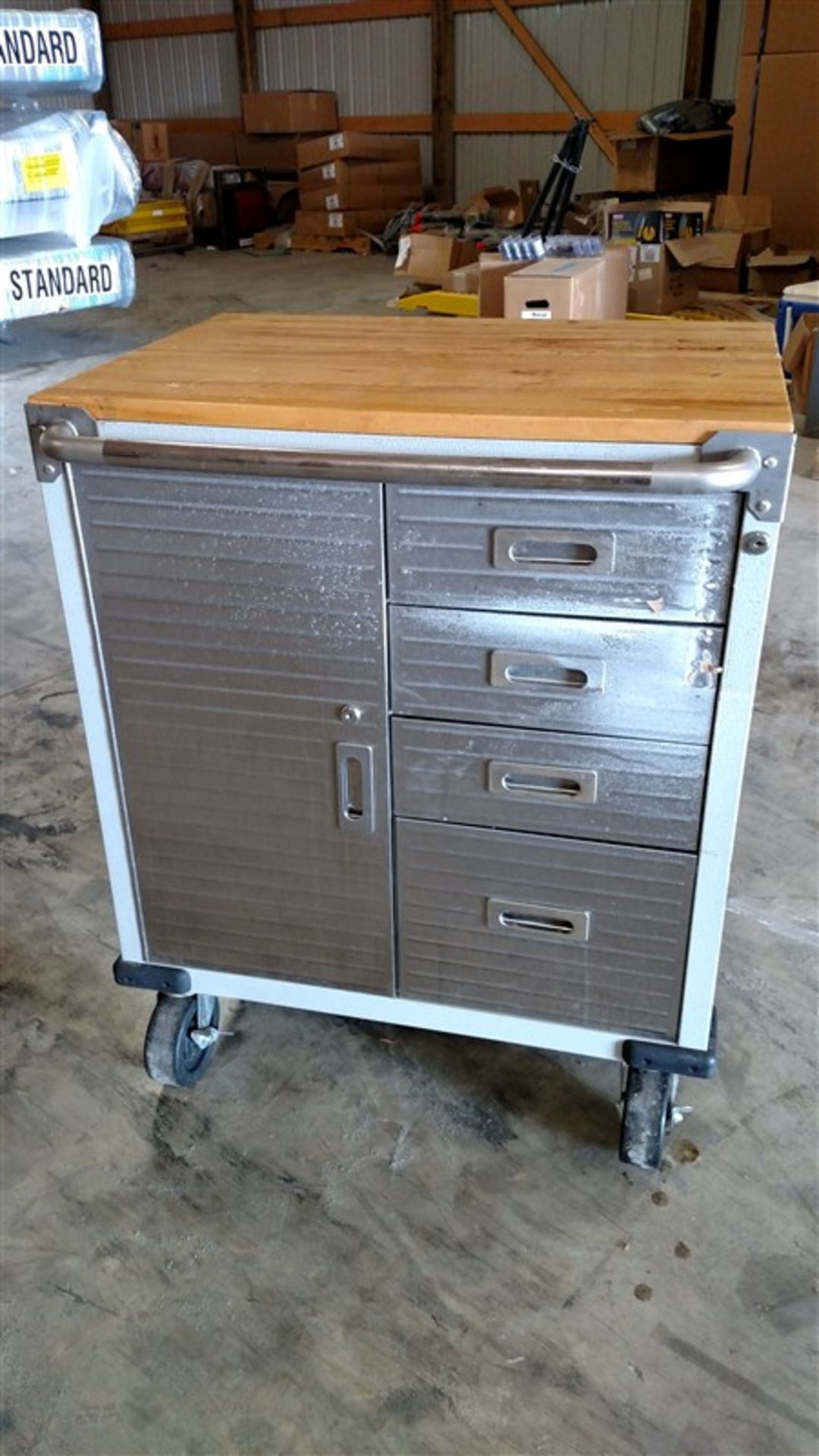 Stainless Steel / Wood Top "Coffee" Cabinet (1 x Your Bid)