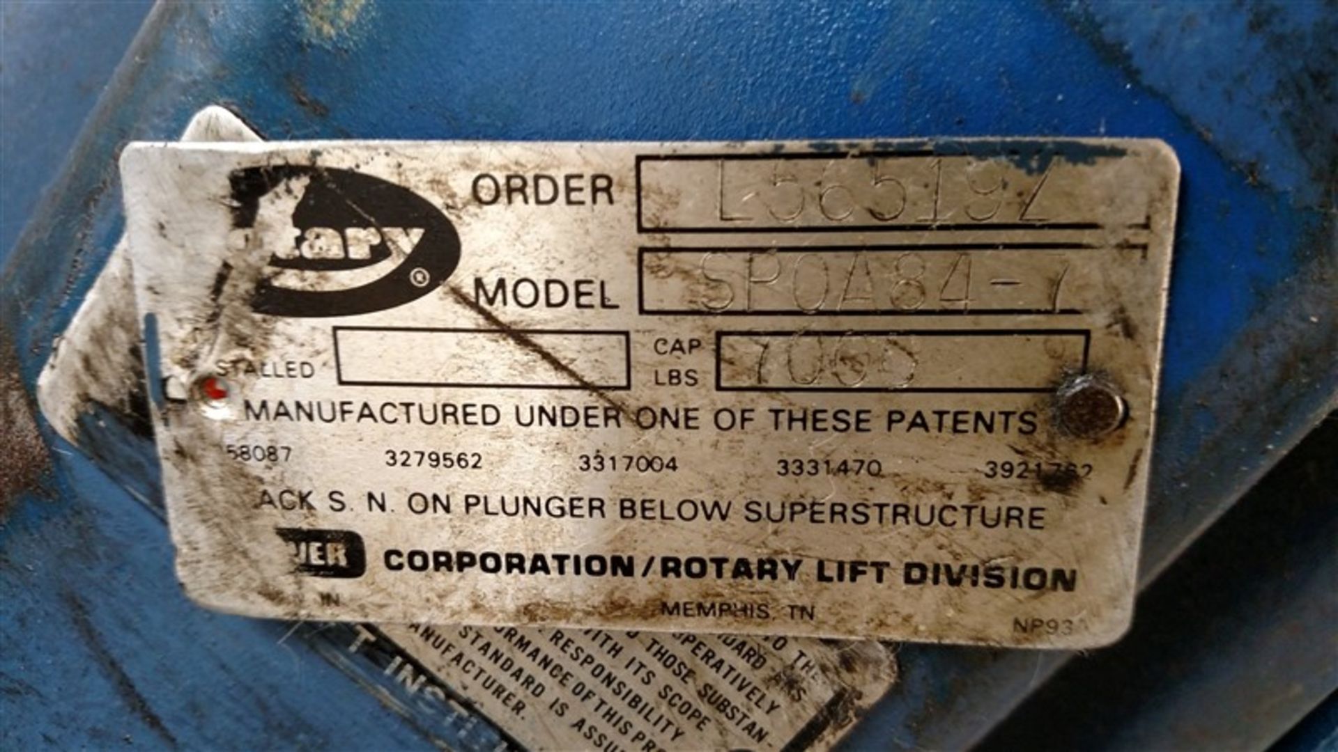 (1) Rotary Model SPO84-7 (7,000#) 2-Post Surface Lift o/n L56519Z(7) (1 x Your Bid) - Image 3 of 6