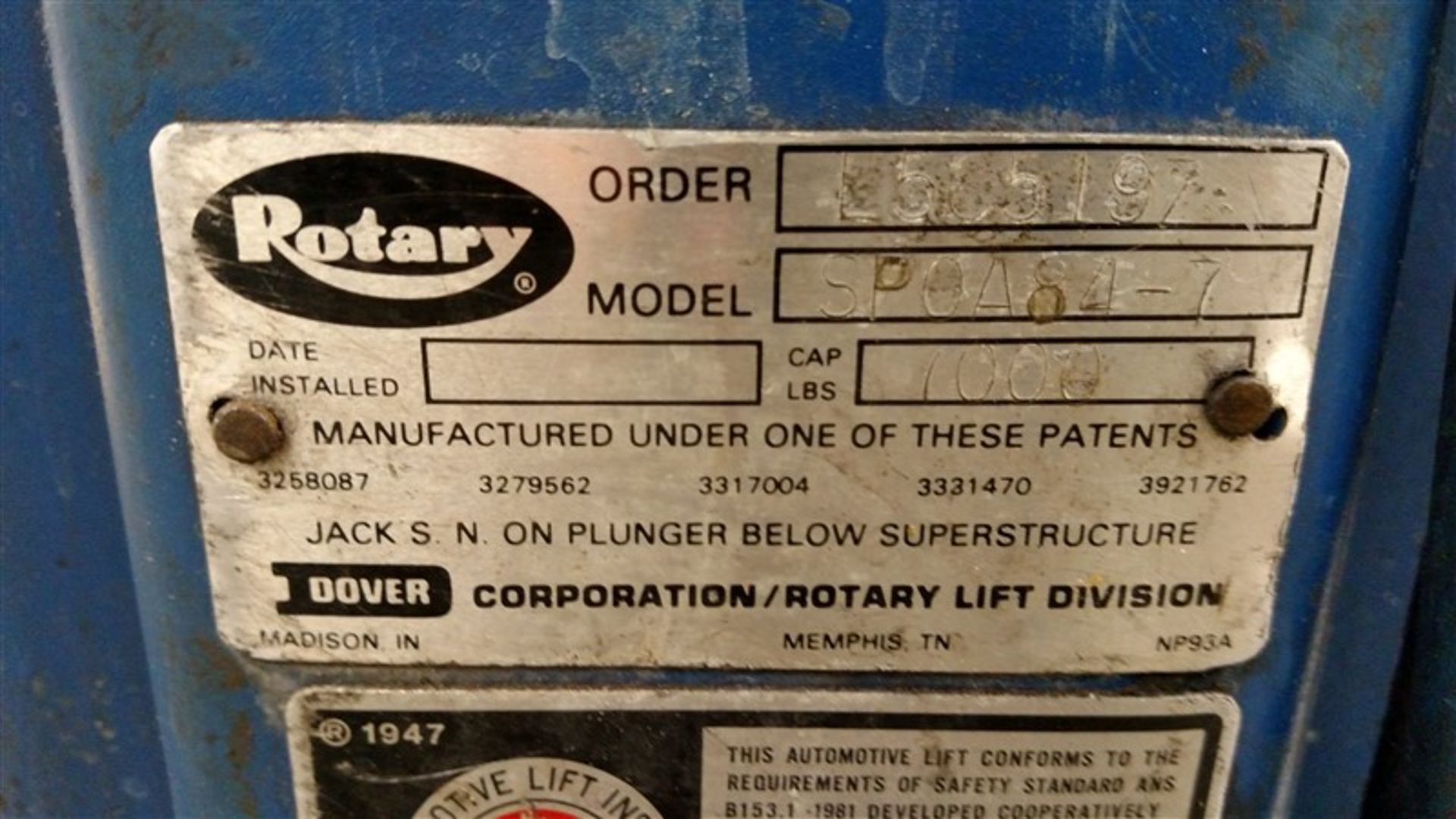 (1) Rotary Model SPO84-7 (7,000#) 2-Post Surface Lift o/n L56519Z(5) (1 x Your Bid) - Image 3 of 6