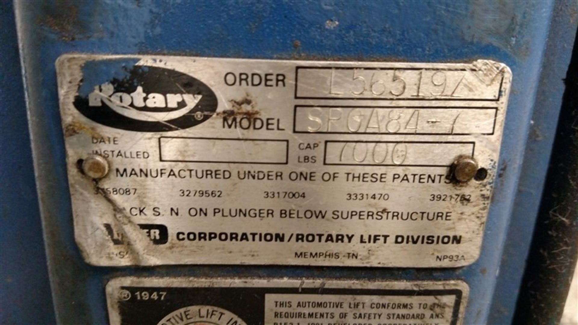 (1) Rotary Model SPO84-7 (7,000#) 2-Post Surface Lift o/n L56519Z(6) (1 x Your Bid) - Image 3 of 6