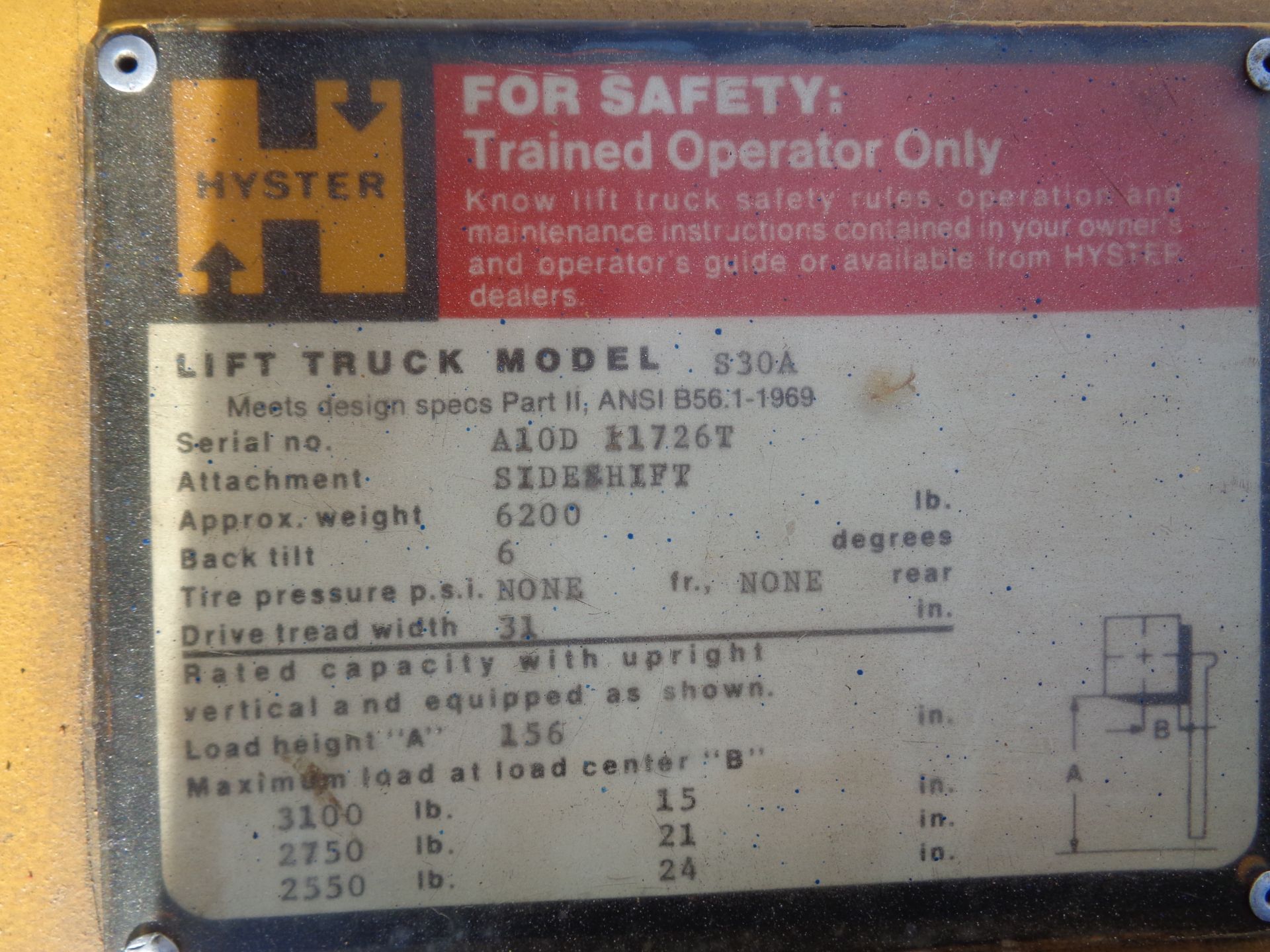 Hyster S30A 3100Lbs Forklift Triple Mast - Image 13 of 14