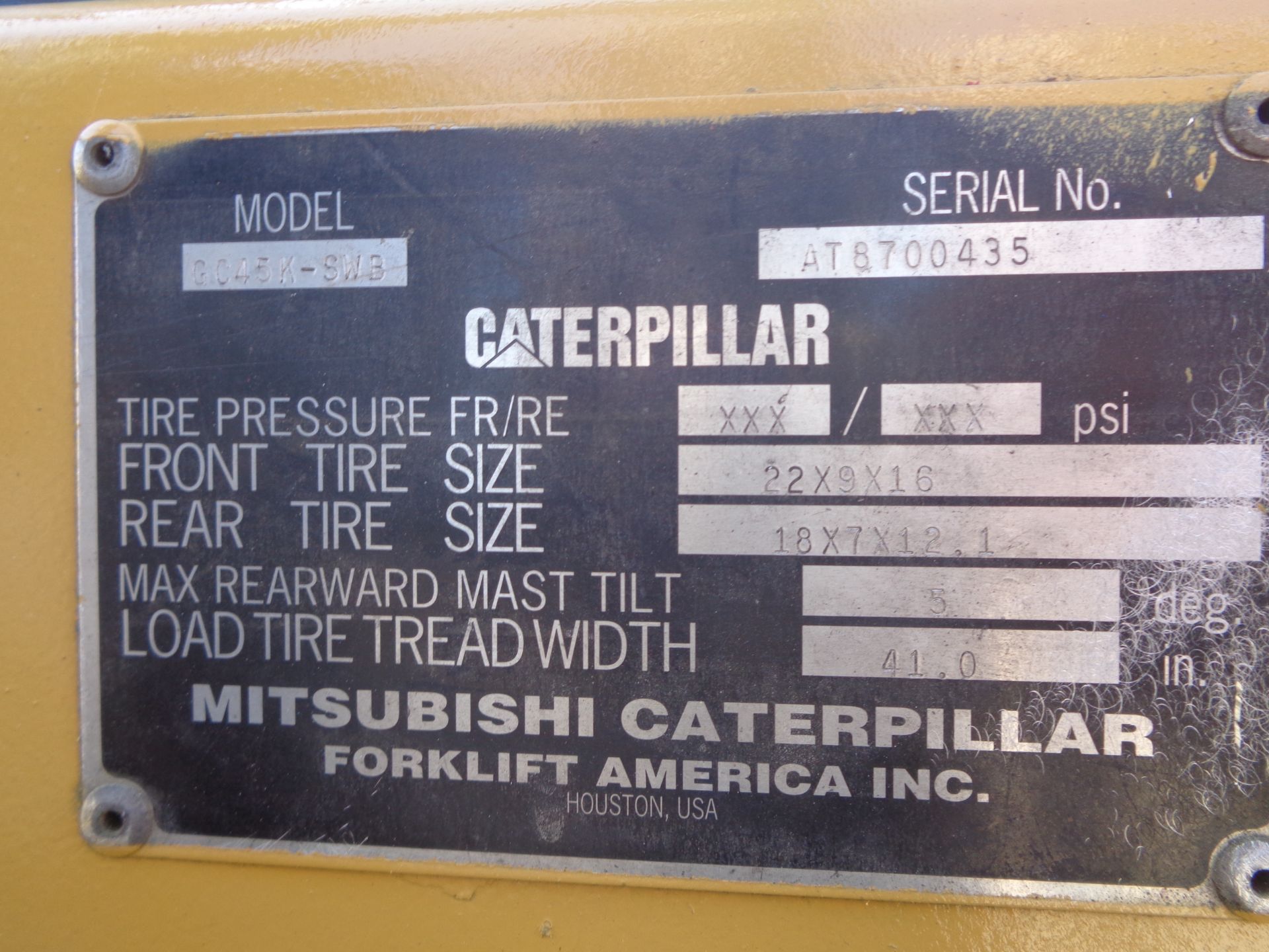 Caterpillar GC45K-SWB 10,000lbs Forklift - Image 16 of 16