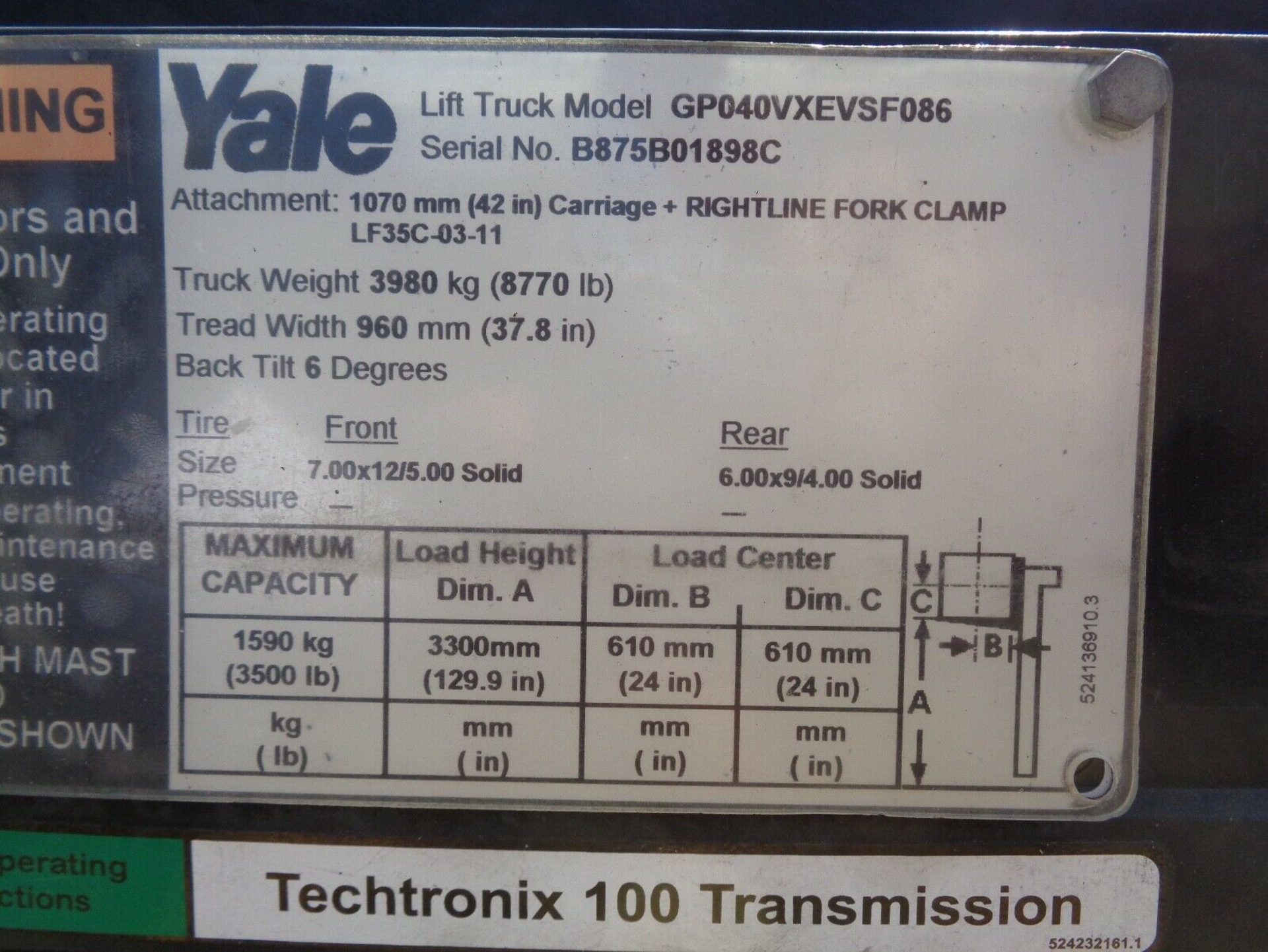 2005 Yale GP040V 4,000lb Forklift - Image 12 of 12