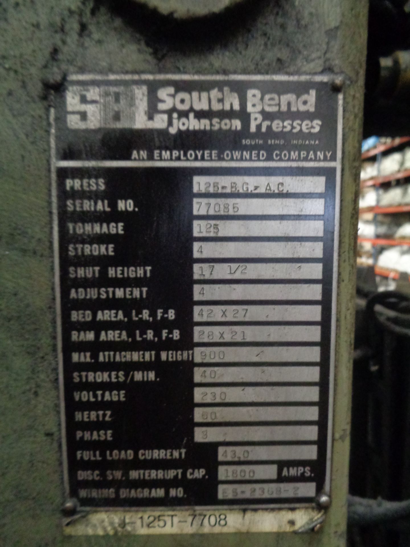 South Bend Press 125 Ton Located in Swedsboro NJ - Image 6 of 6