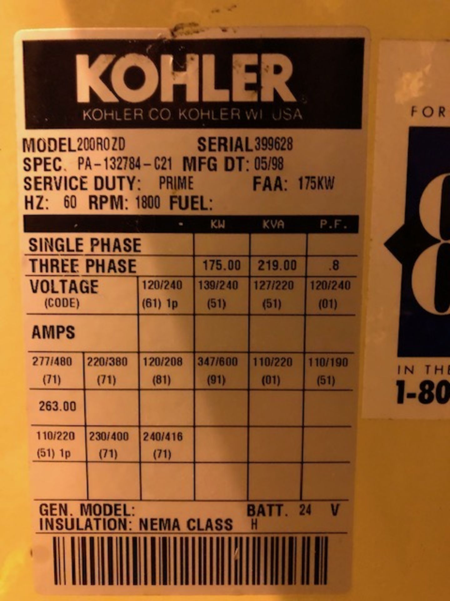 Kohler Power System 200 Generator - Image 14 of 14