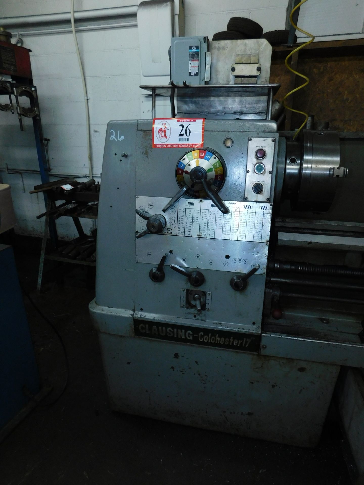 Clausing-Colechester 17" Swing, 72" Between Center Engine Lathe, Center Rest, Tool Holders, 3" - Image 3 of 3