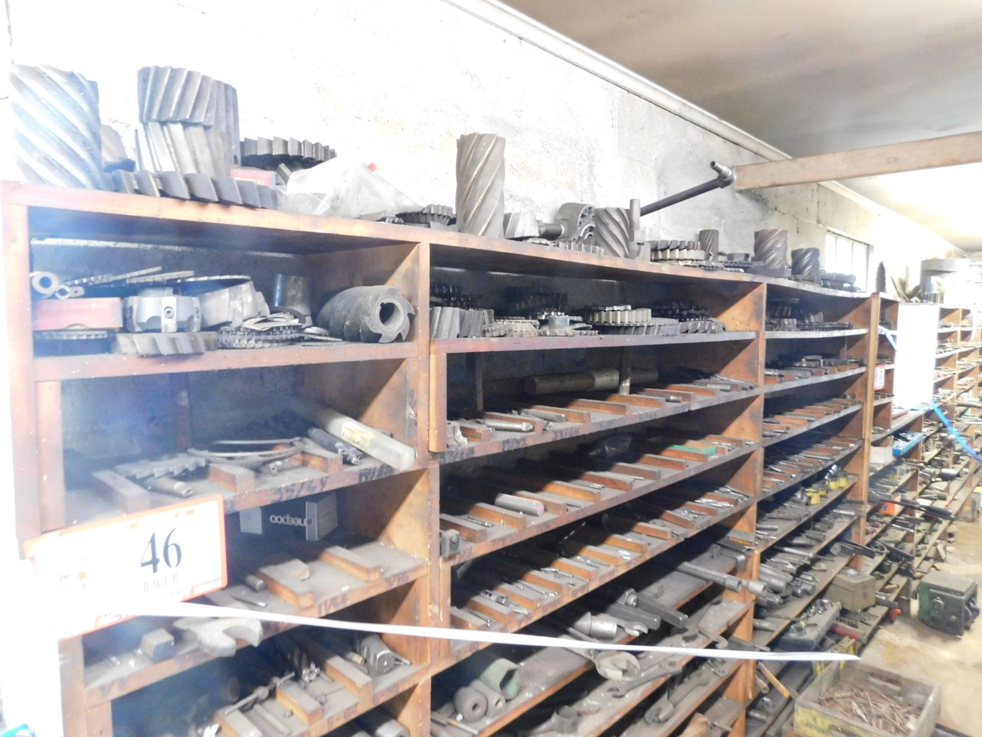 Contents of Shelves, Various Mill Cutters, Drill Bits, Reamers, Taps, Etc