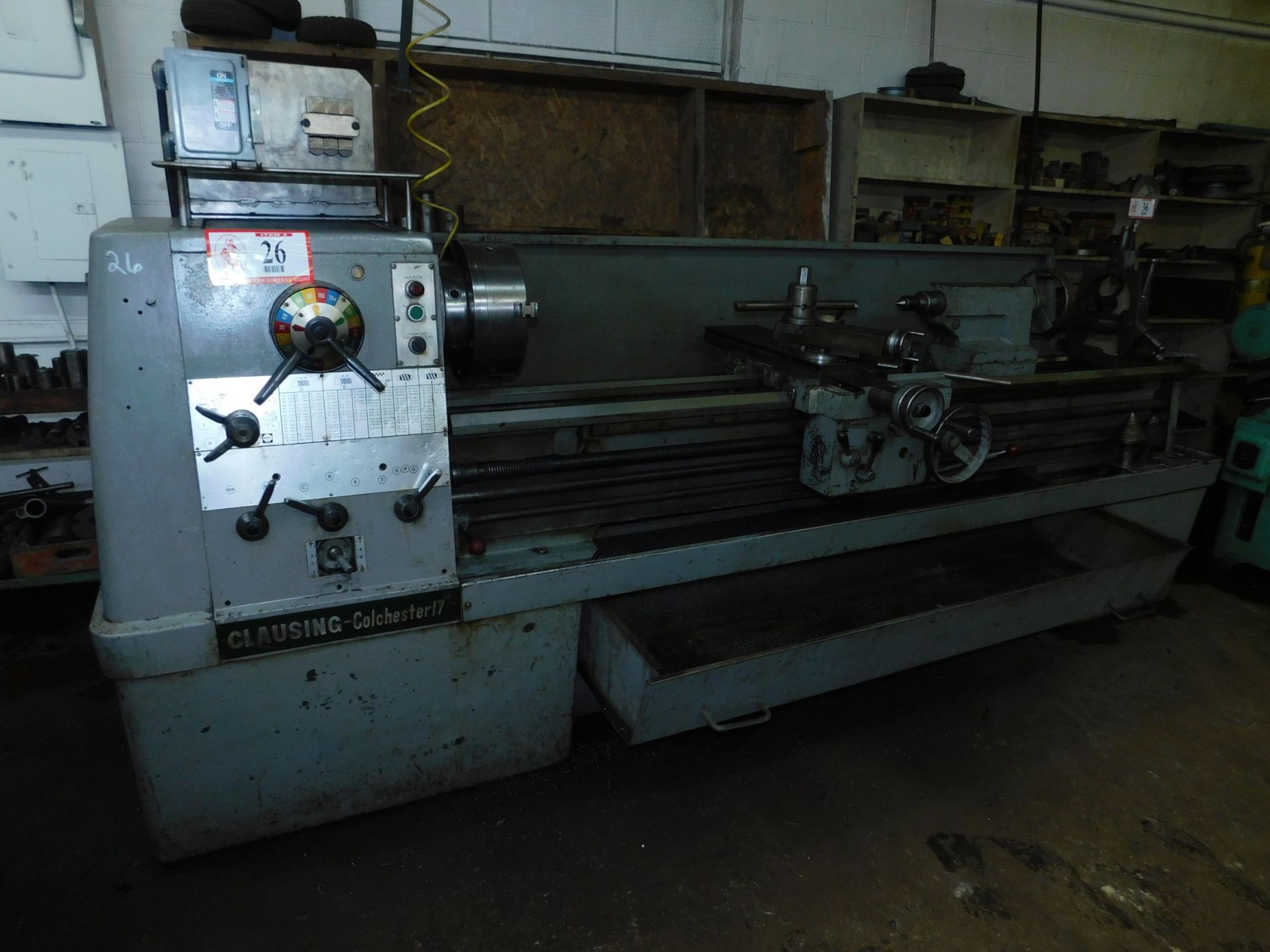 Clausing-Colechester 17" Swing, 72" Between Center Engine Lathe, Center Rest, Tool Holders, 3"