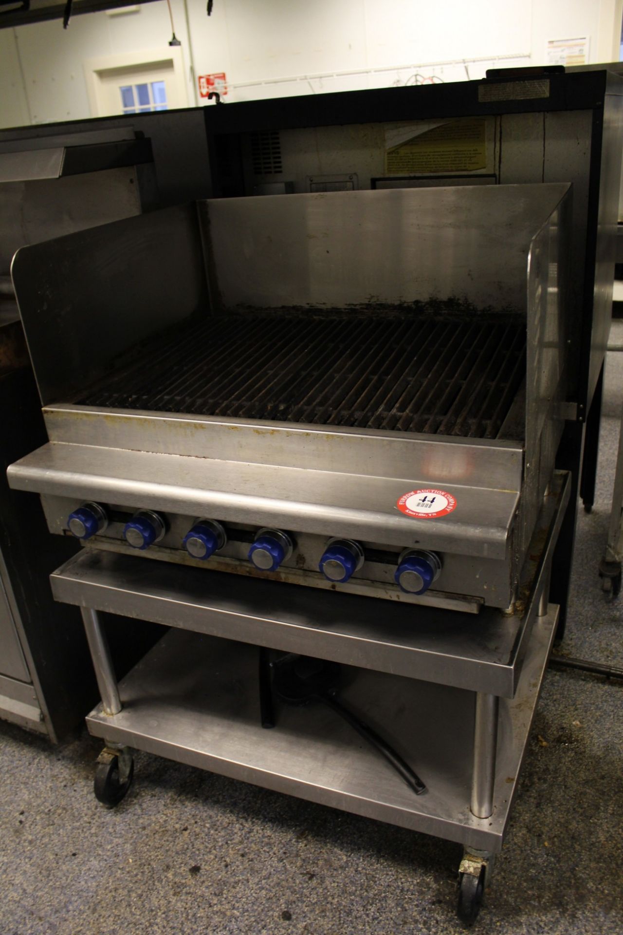 Imperial 36" x 24" Char Grill, 6 Burner w/ Stainless Steel Equipment Table on Casters