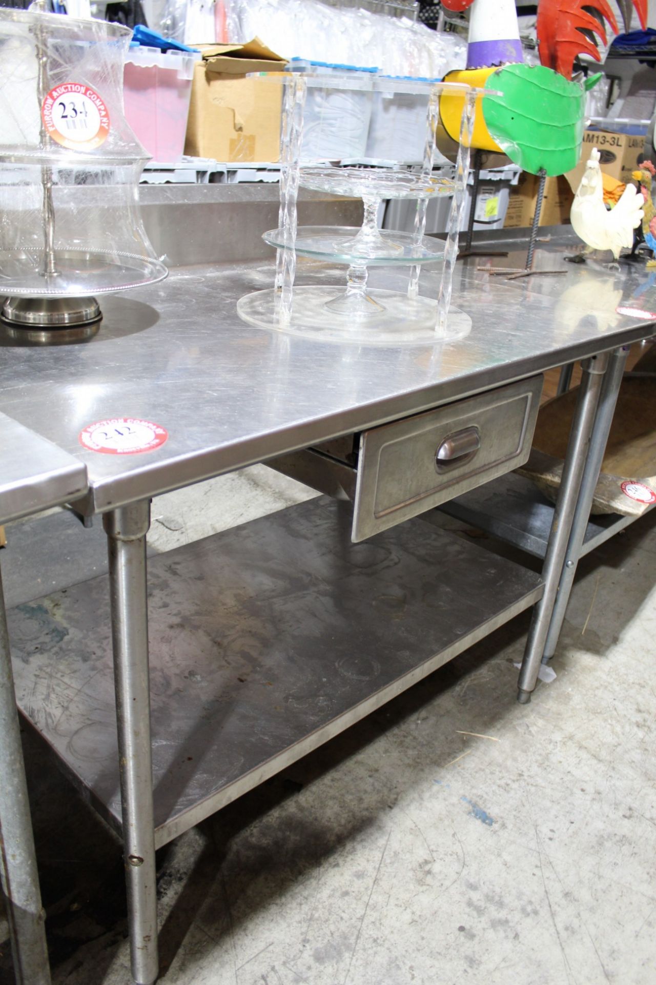 Stainless Steel Table w/ Drawer & Backsplash, 48" x 32"