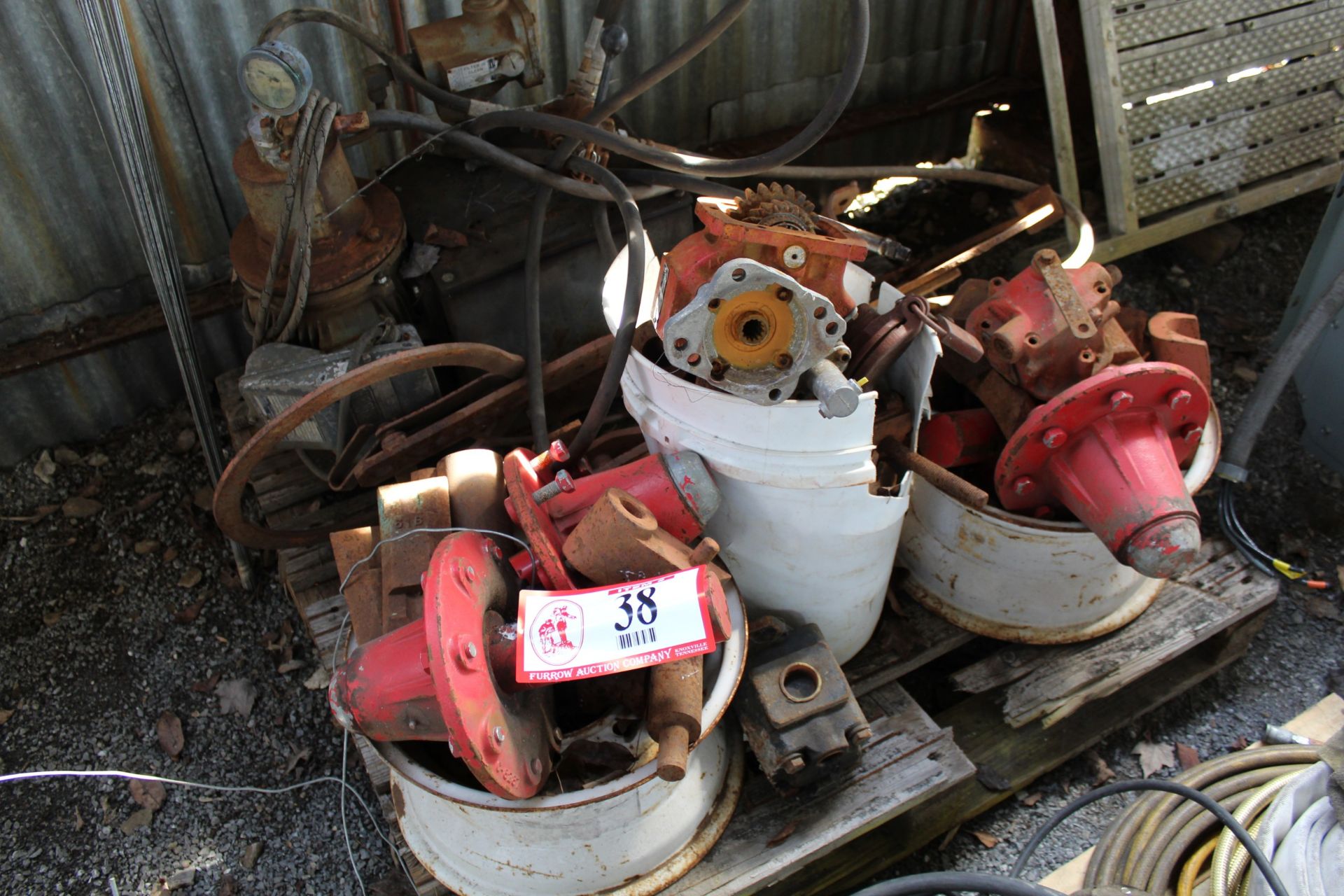 Contents of Pallet, Hydraulic Power Unit, Various Wheel Hubs, Parts & Components