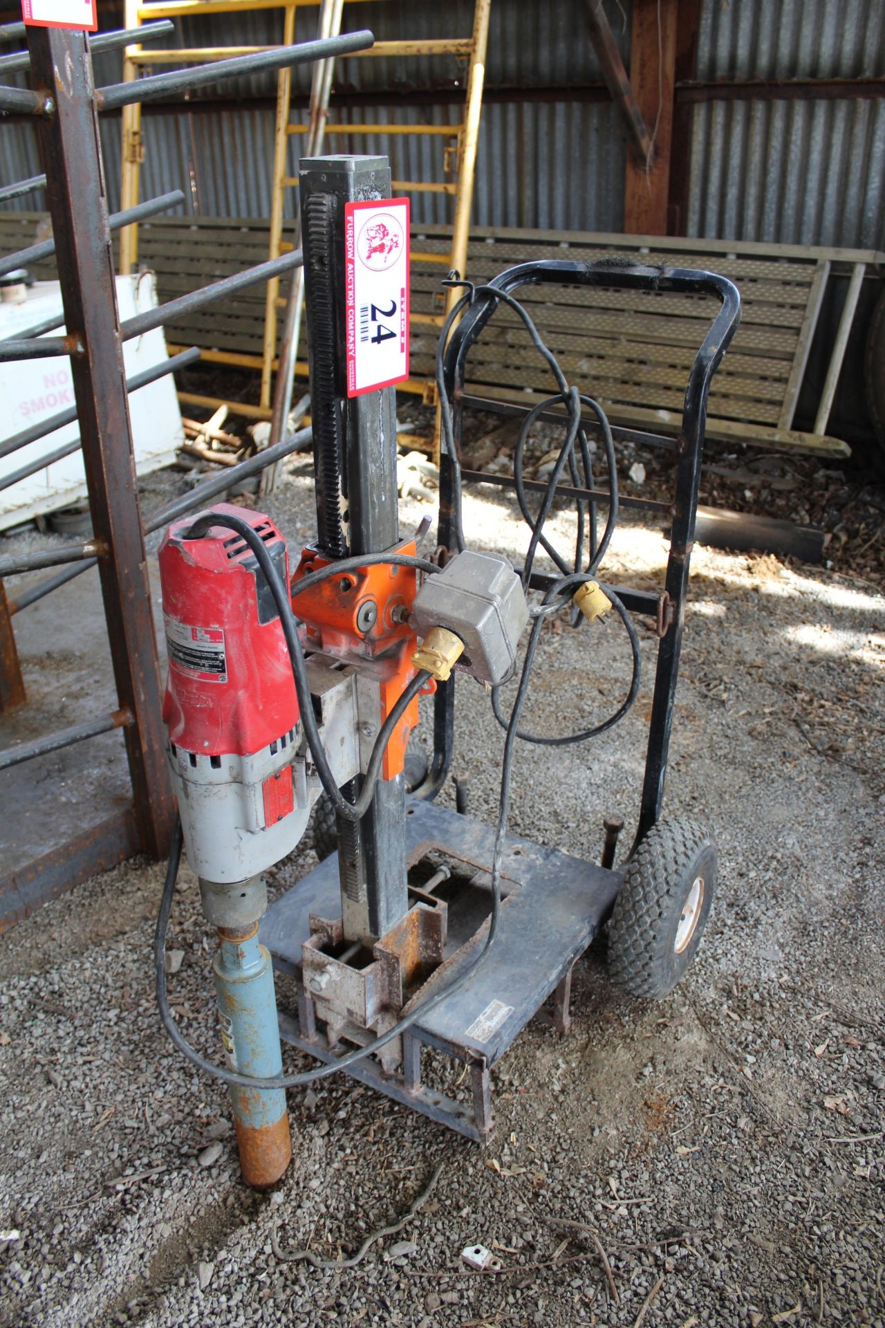 Milwaukee Core Drill w/ 2 Wheel Pedestal Stand & 1 1/2" Core Bit