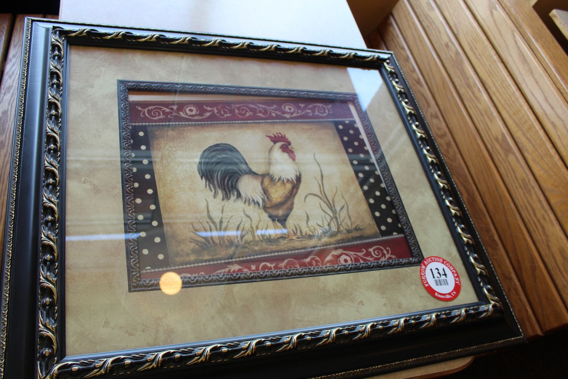 Decorative Framed Rooster Print 31" x 35"