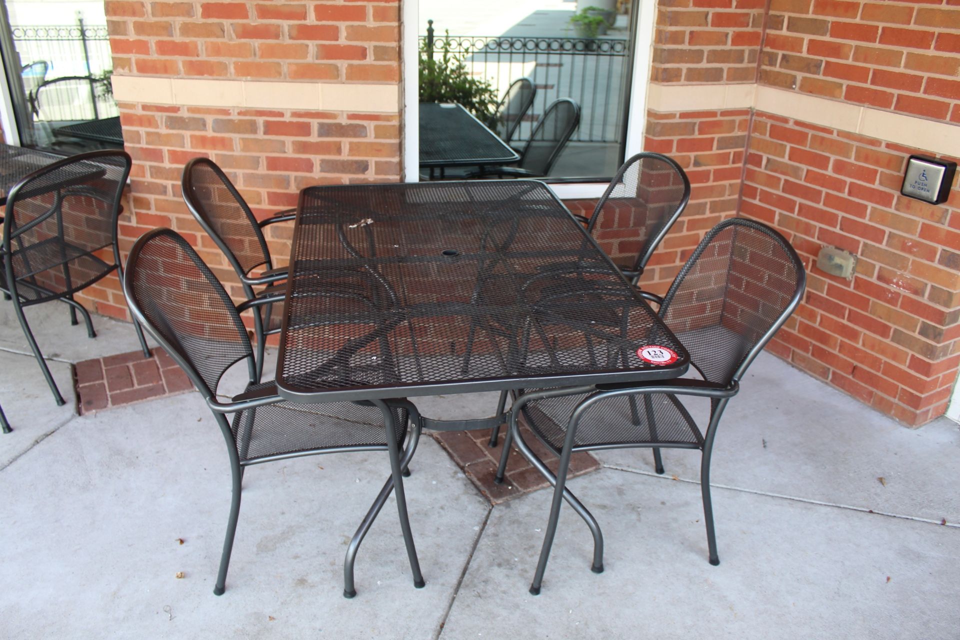 Metal & Expandable Metal Patio Tables w/ (4) Chairs, Table is 57" x 35"