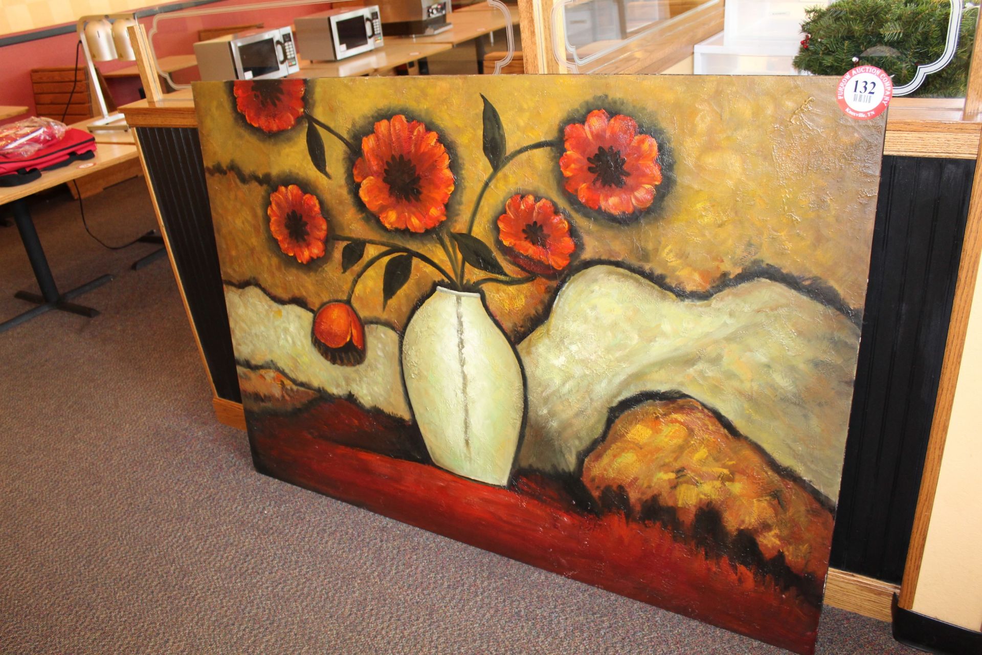 Decorative Floral Painting on Board 68" x 48"