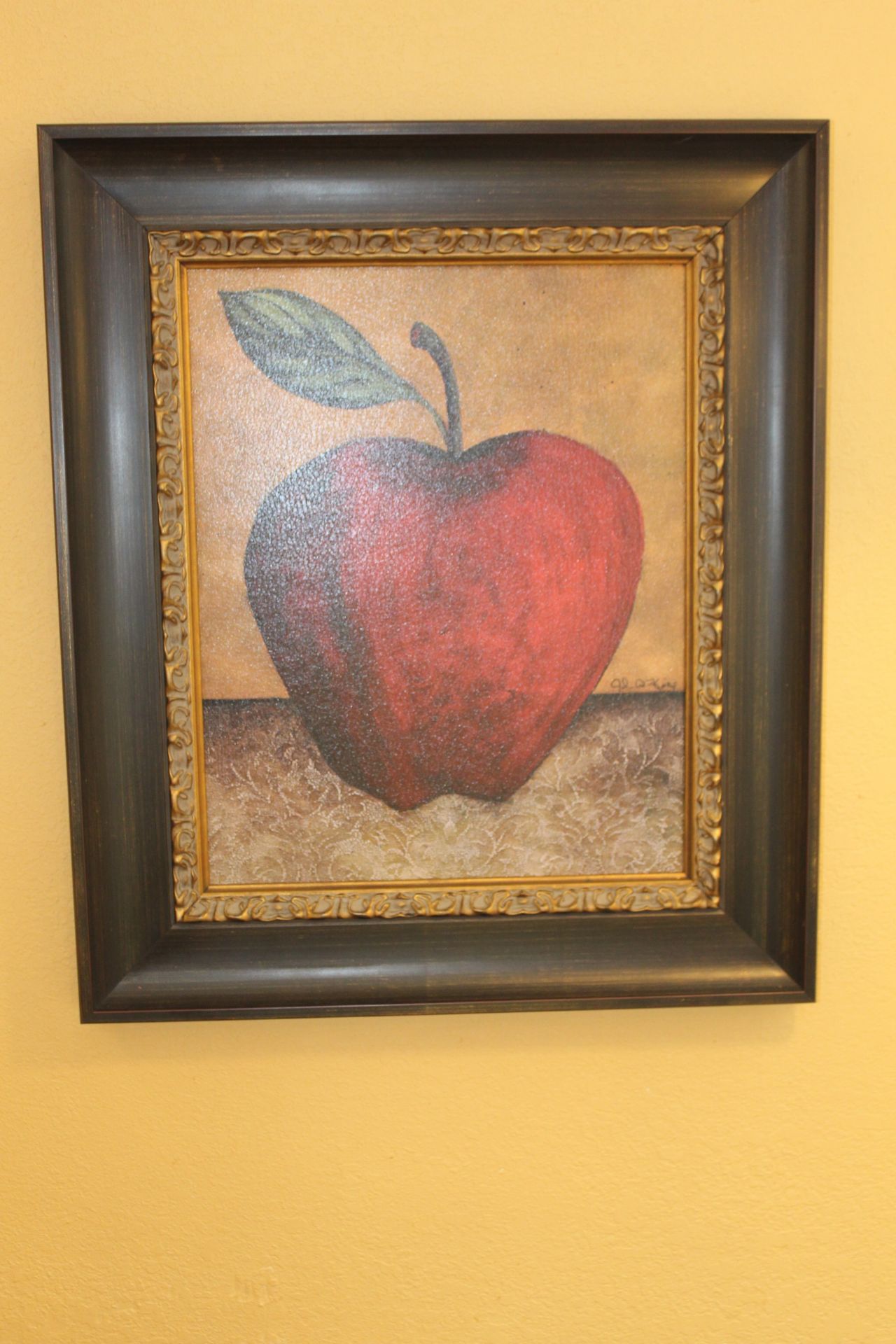 (2) Framed Paintings of Apple & Pear 24" x 28" - Bild 2 aus 2