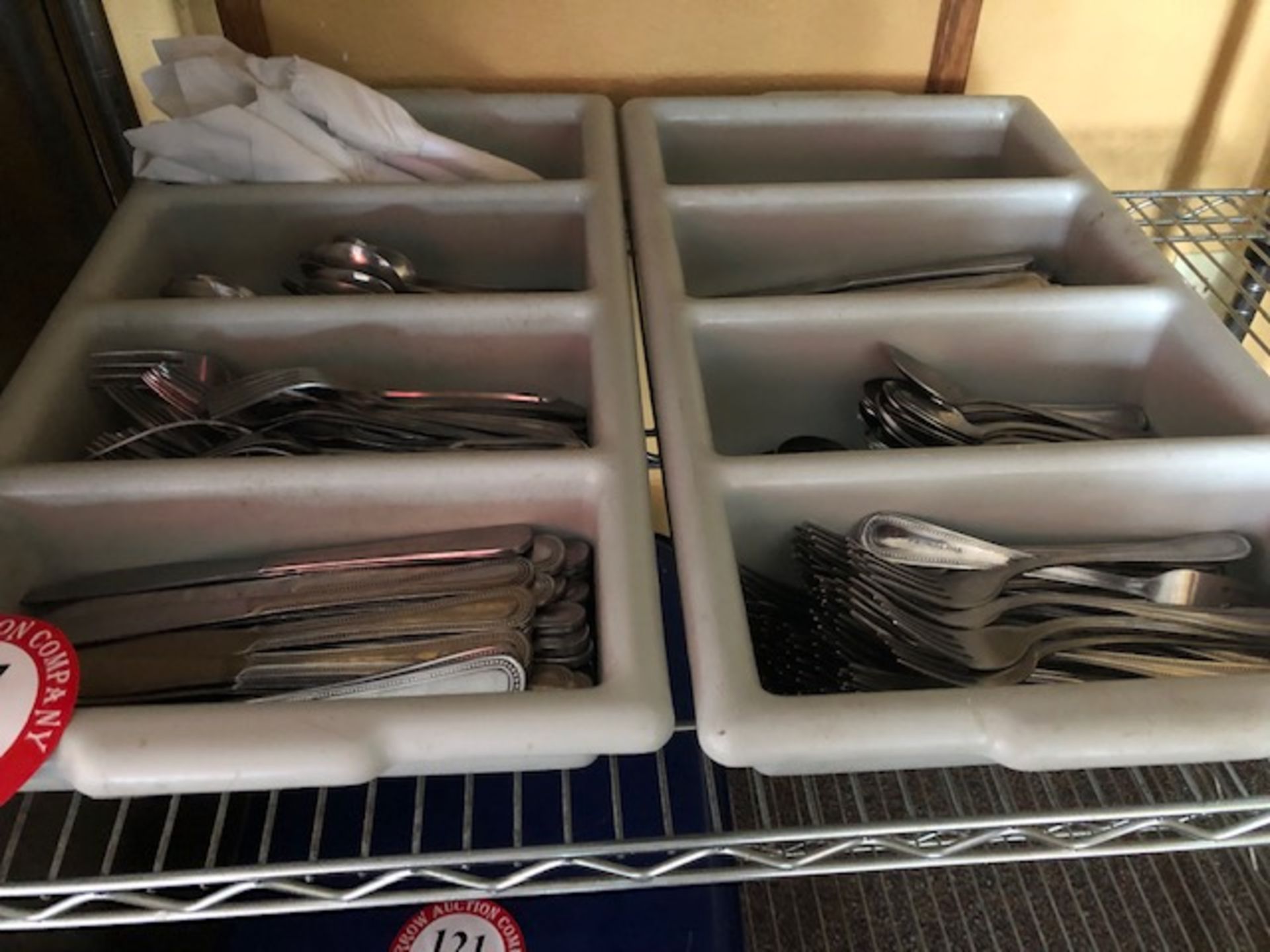 (2) Plastic Containers w/ Flatware, Forks, Knives, Spoons