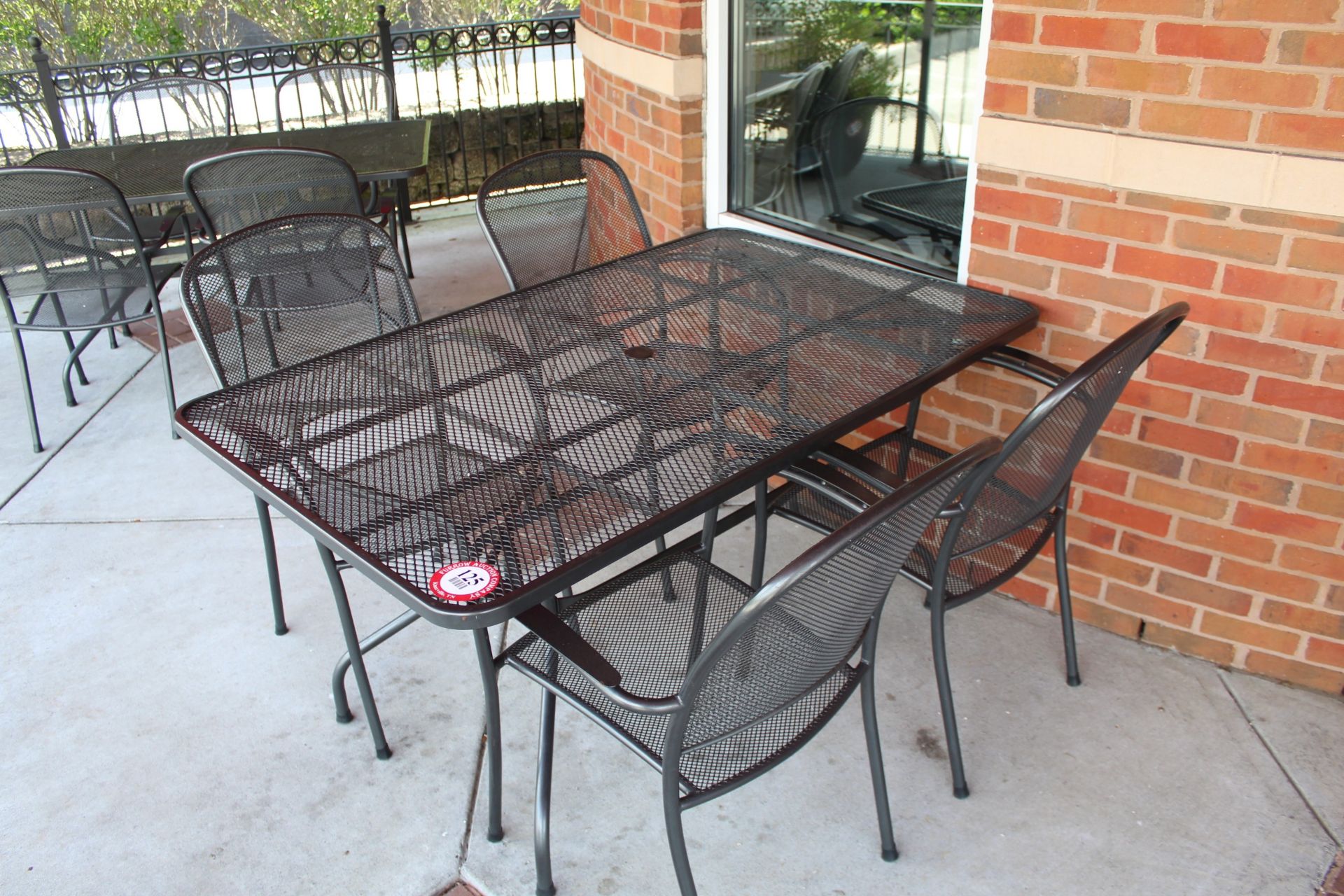 Metal & Expandable Metal Patio Tables w/ (4) Chairs, Table is 57" x 35"