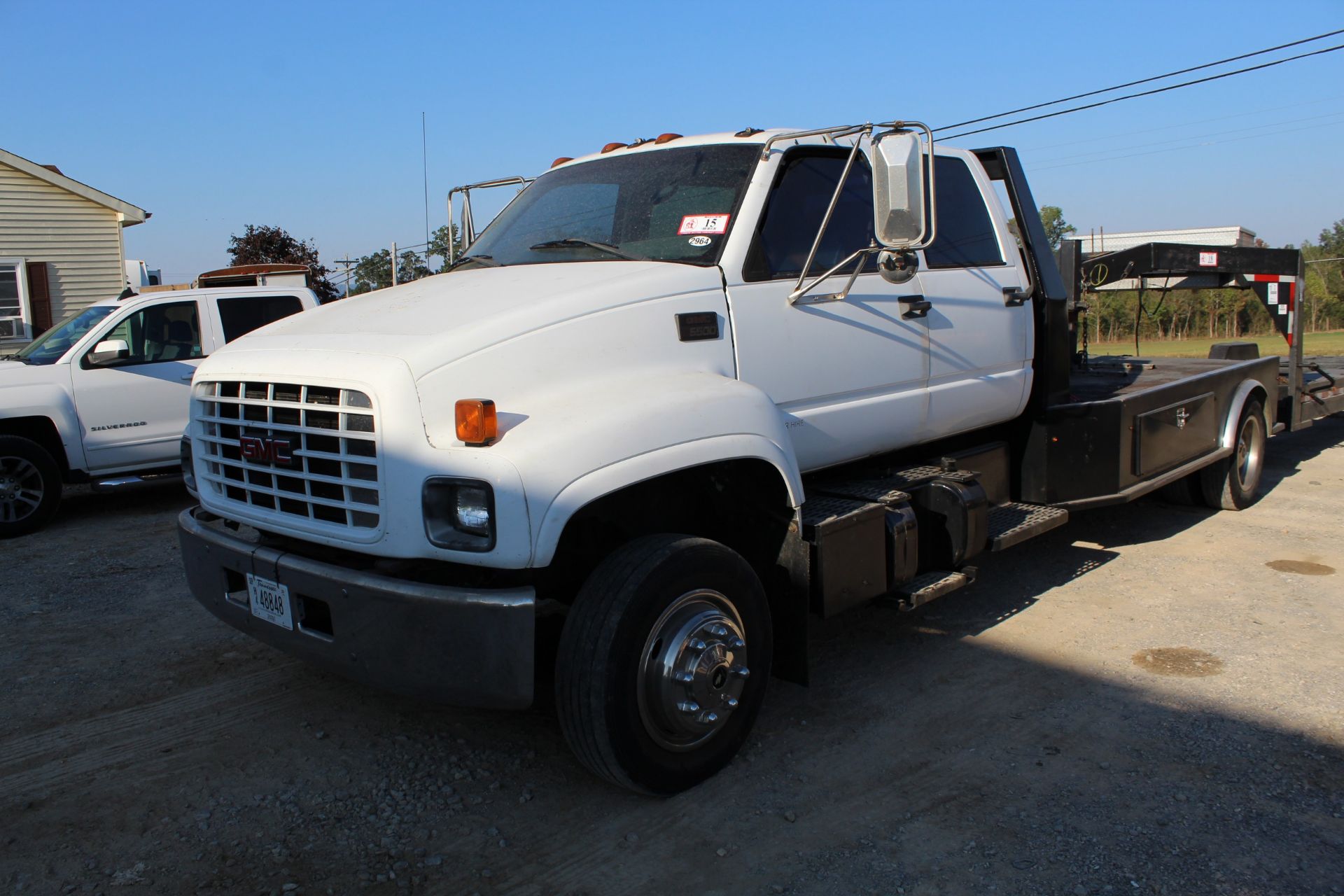 2001 GMC C6500 Crew Cab, 12' Flatbed, CAT 3126, 6 Plus Trans., Leather Interior w/ Ostrich Bolsters,