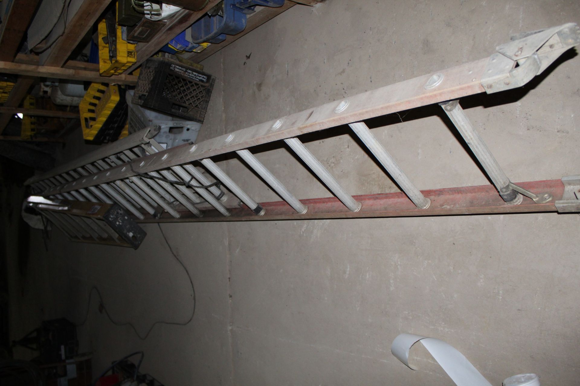 24' Fiberglass Extension Ladder, 32' Fiberglass Extension Ladder, and 8' Fiberglass Step Ladder