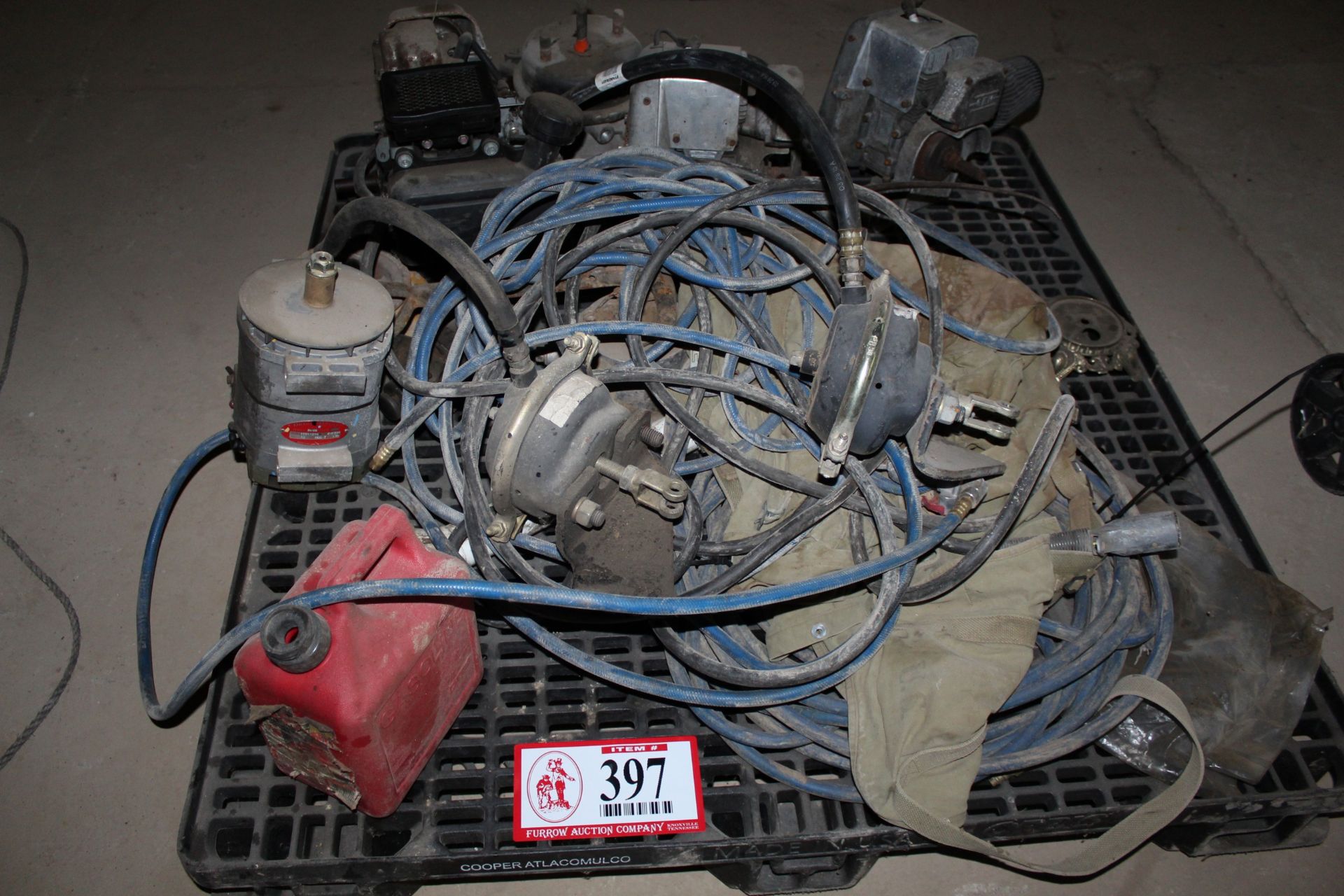 Contents of Pallet: (3) Small Gas Engines, Air Hose, Etc